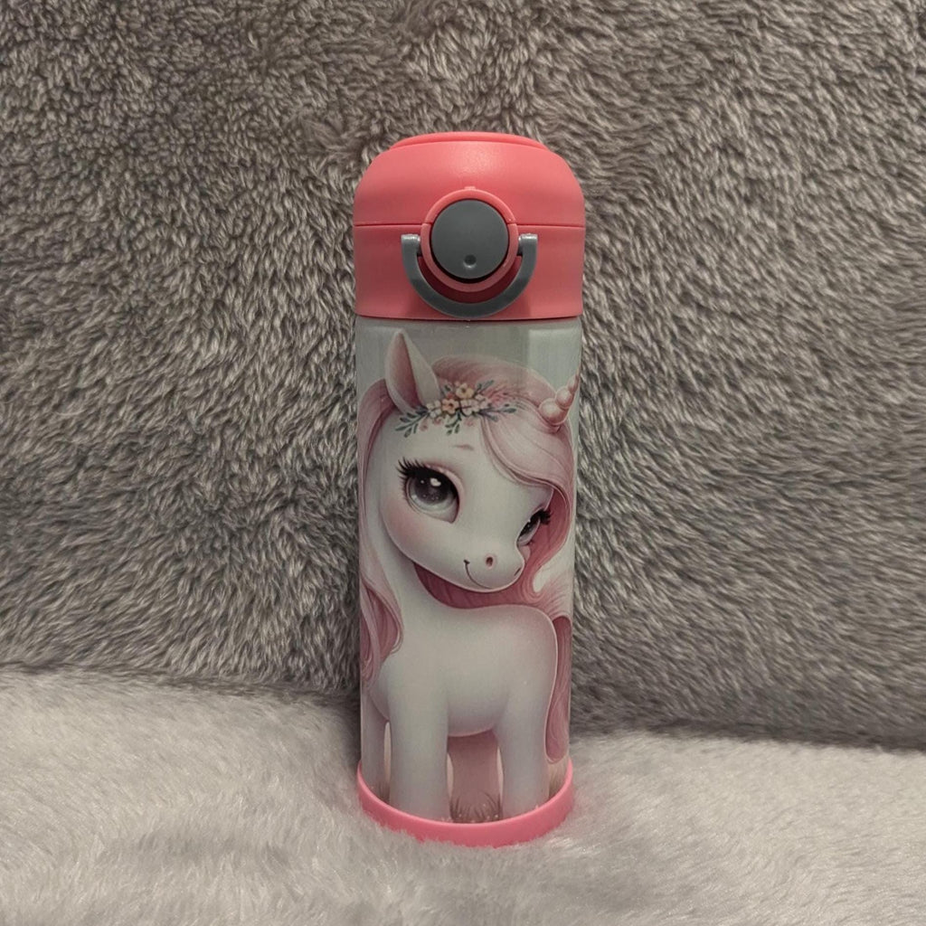 Kids Unicorn Water Bottle 12oz With Reusable Straw Can Be Personalized