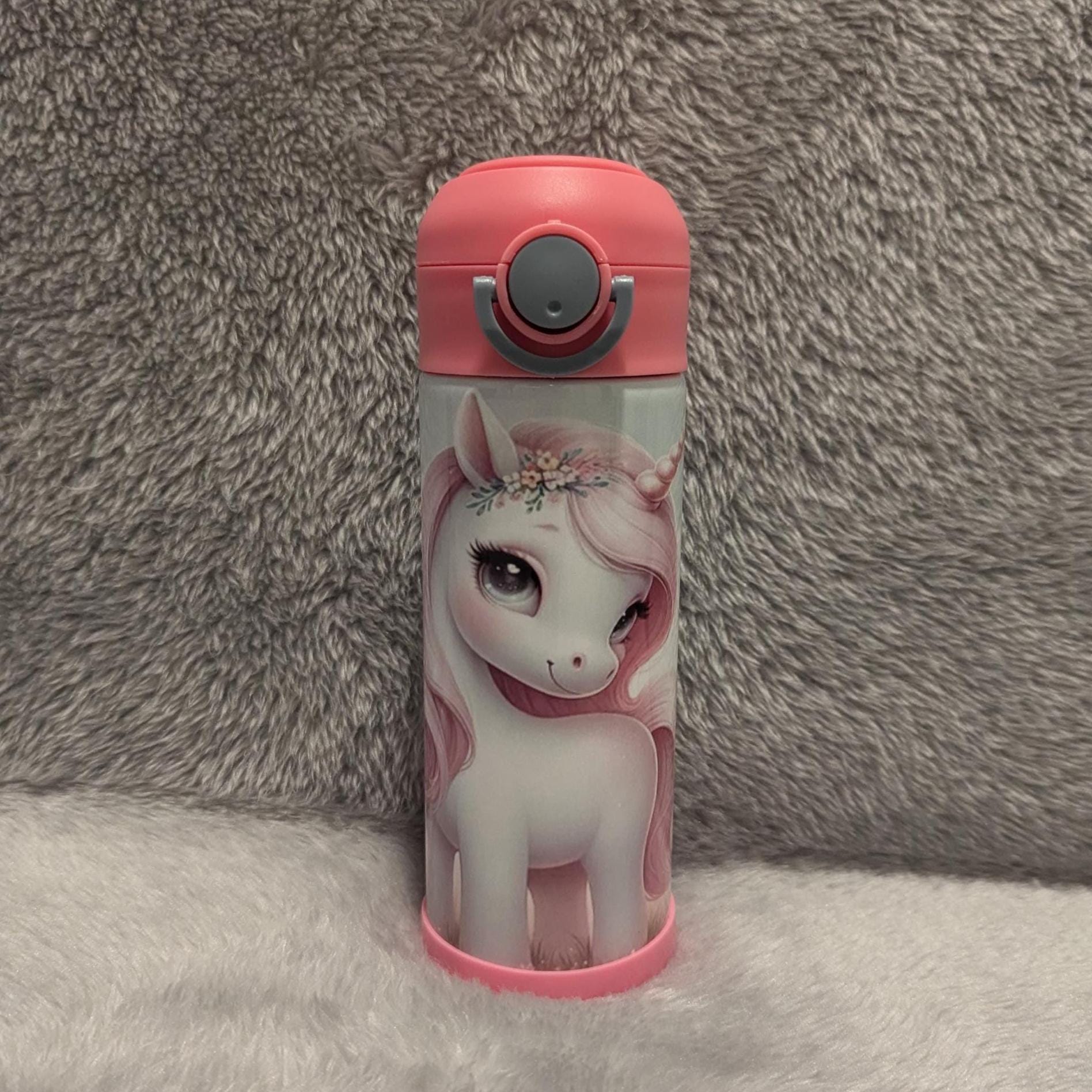 Kids Unicorn Water Bottle 12oz With Reusable Straw Can Be Personalized