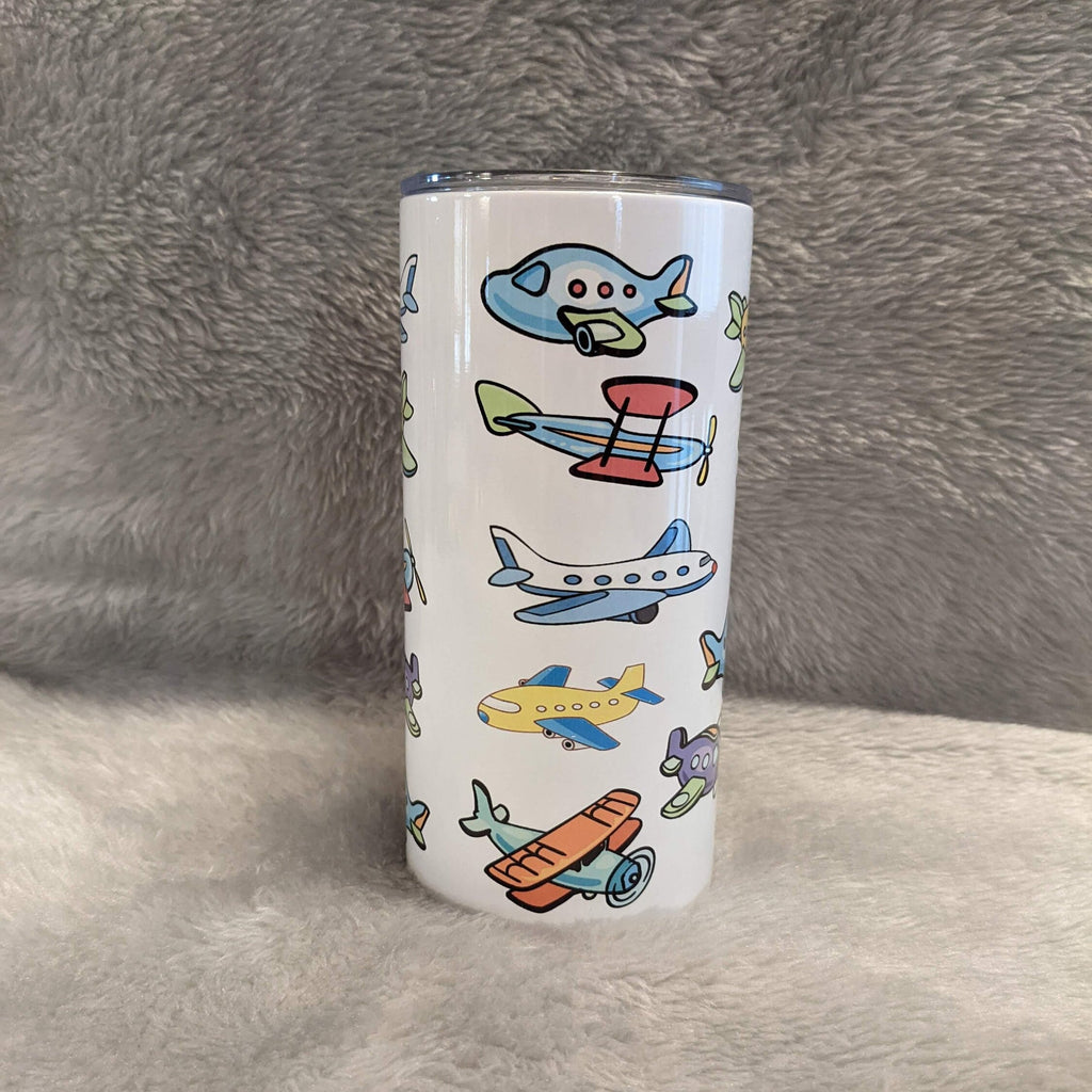 Kids Airplane Tumbler 15oz With Reusable Straw, Can Be Personalized