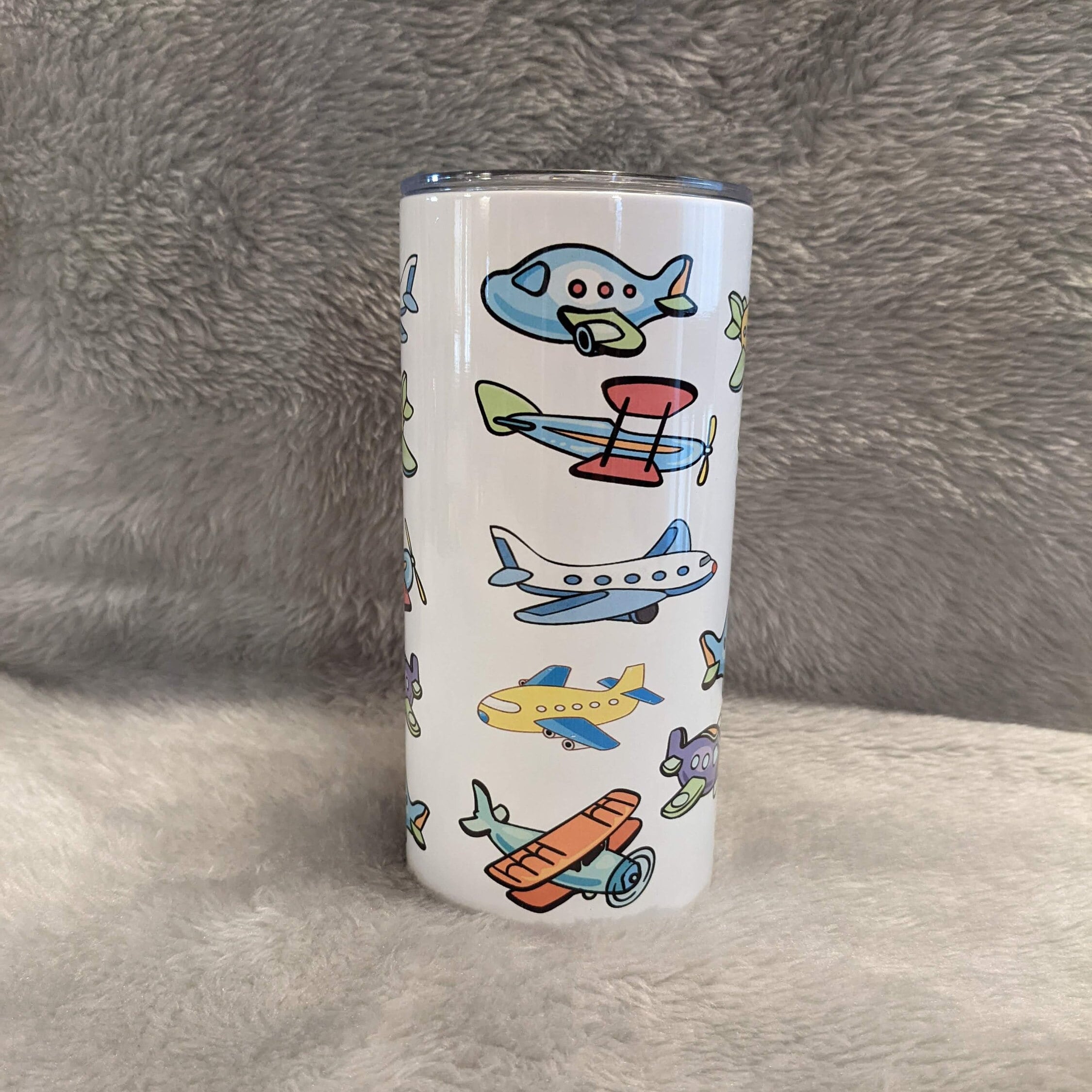 Kids Airplane Tumbler 15oz With Reusable Straw, Can Be Personalized