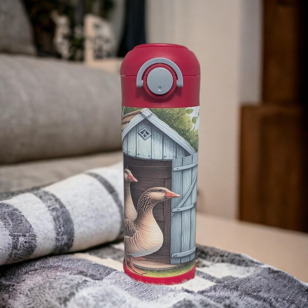 Kids Goose Water Bottle 12oz With Reusable Straw Can Be Personalized
