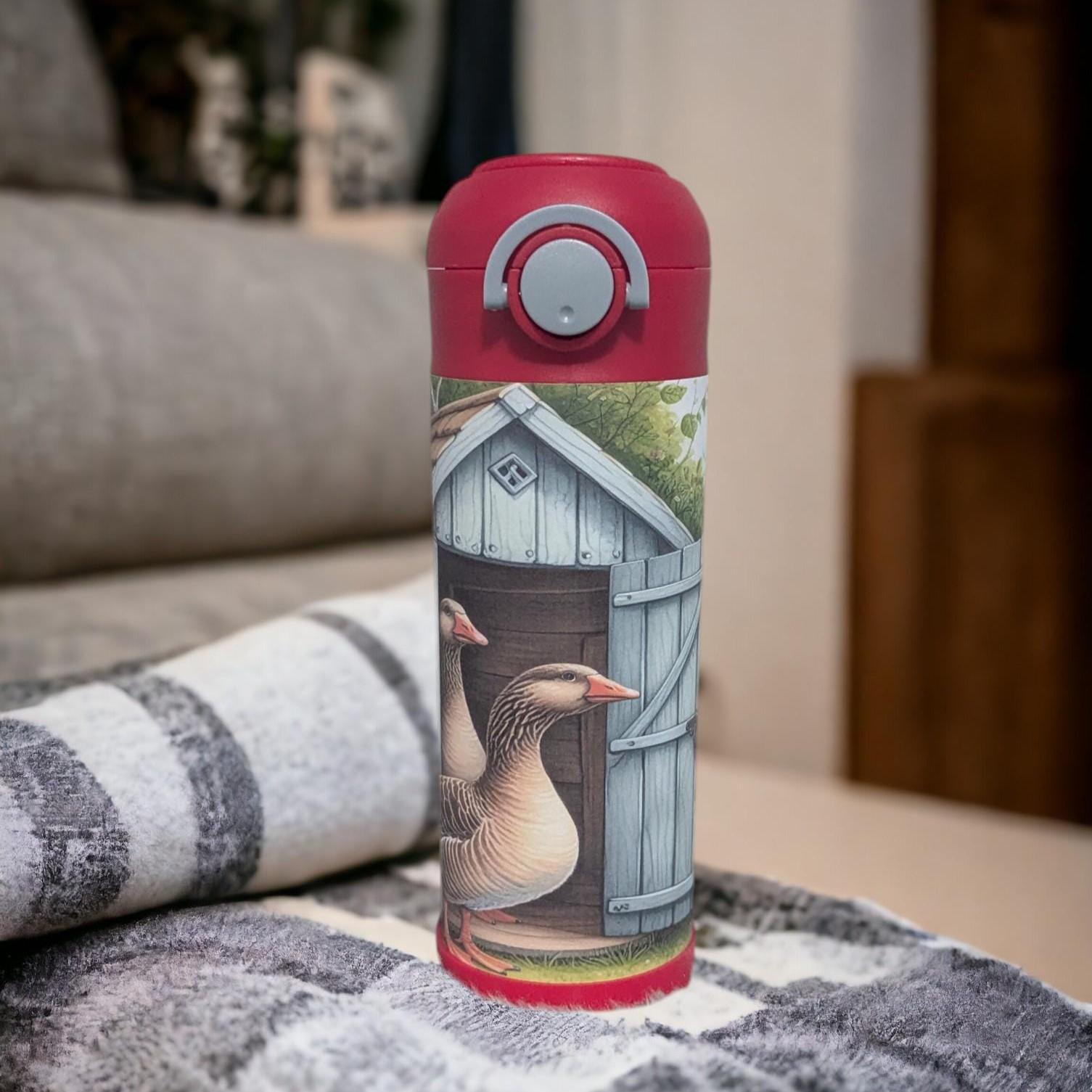 Kids Goose Water Bottle 12oz With Reusable Straw Can Be Personalized