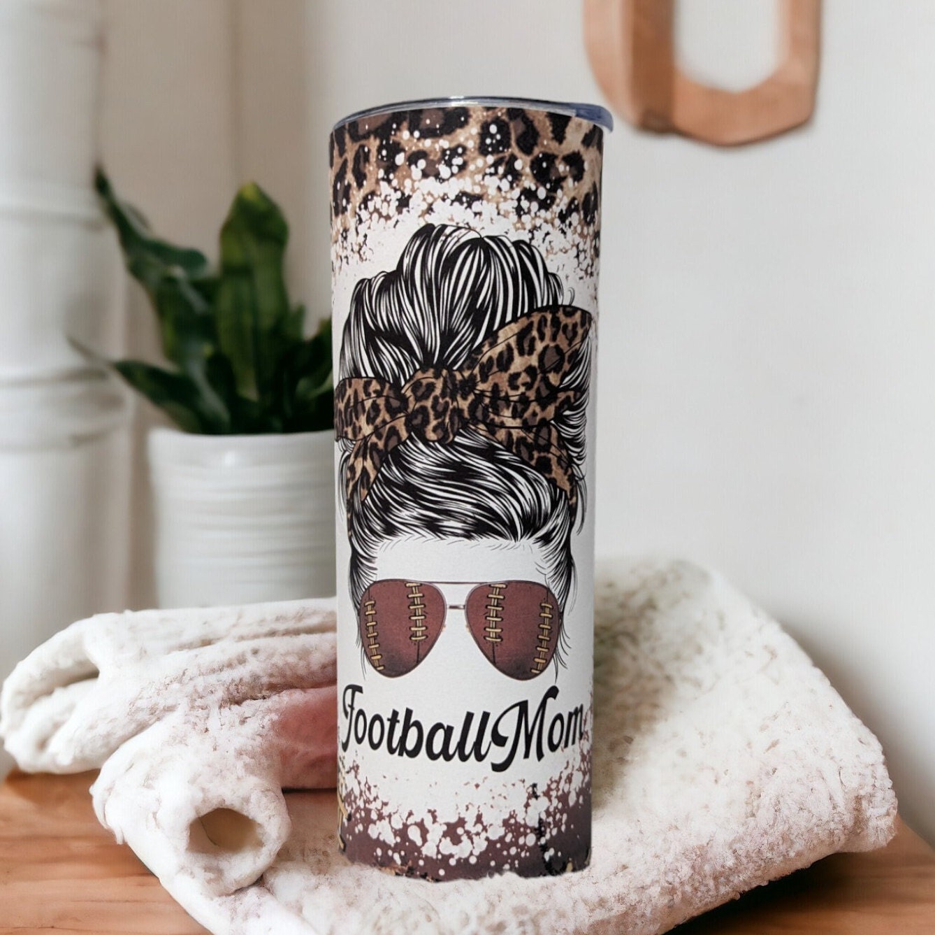 Football Mom Tumbler 20oz With Reusable Straw, Can Be Personalized