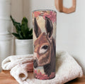Donkey Tumbler With Flowers and A Embroidered Design 20oz With Reusable Straw, Can Be Personalized