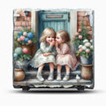 Two Little Girls Sharing Secrets - Slate Picture With Display Legs