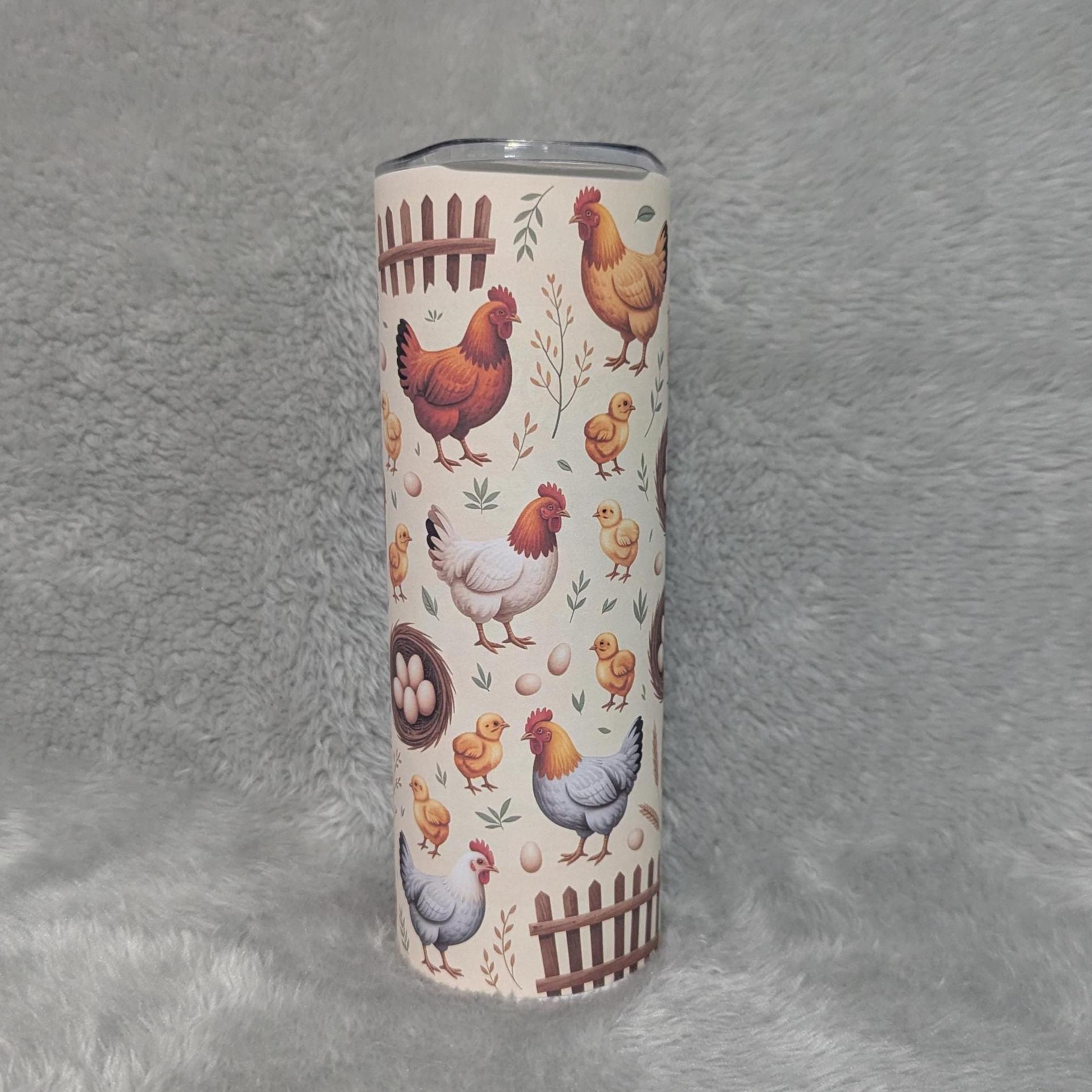 Chicken Tumbler With Reusable Straw 20oz With Reusable Straw