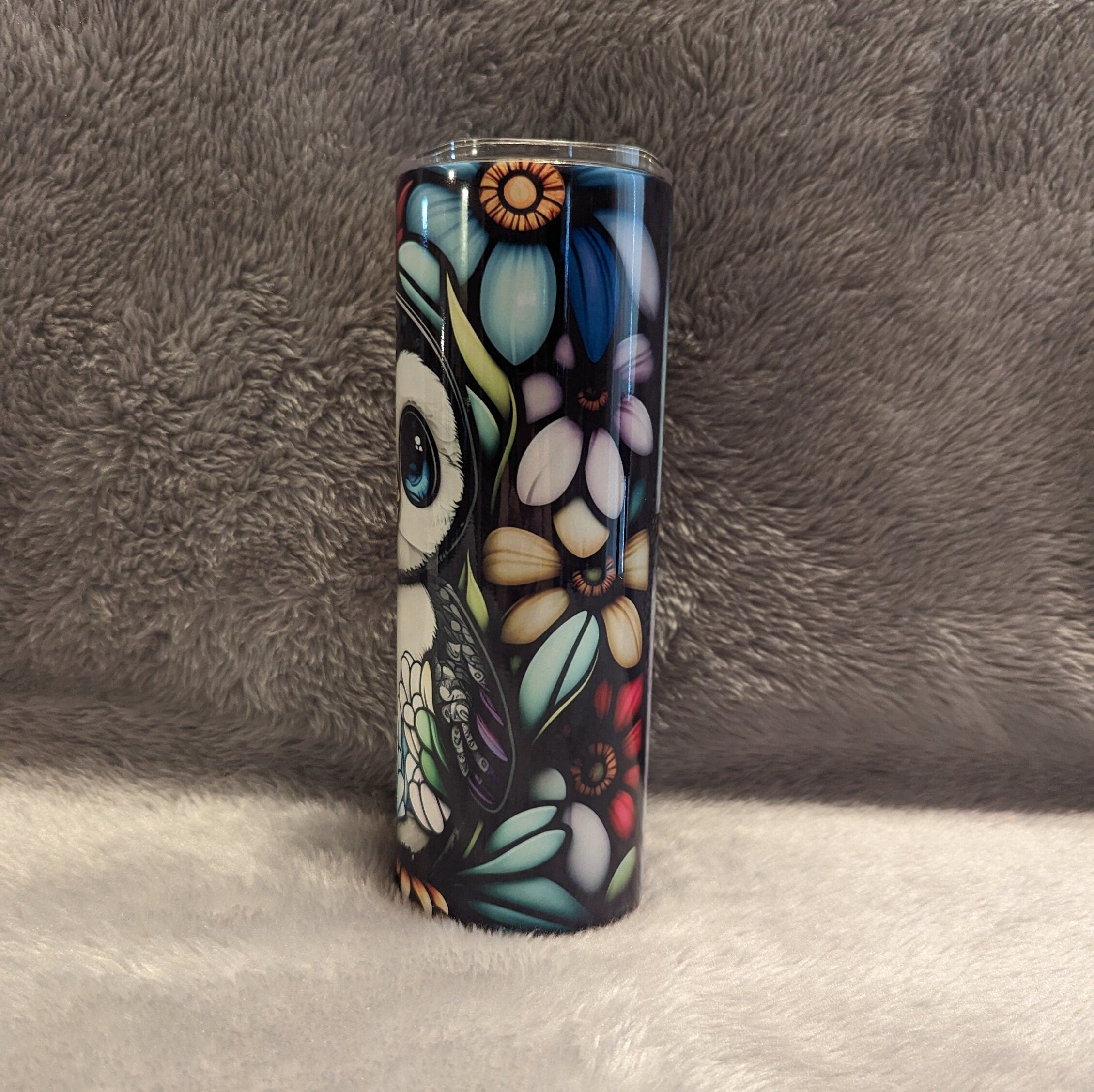 Penguin Tumbler With a Stained Glass Design 20oz With Reusable Straw, Can Be Personalized