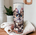 Cute Kitten Tumbler 20oz With Reusable Straw, Can Be Personalized
