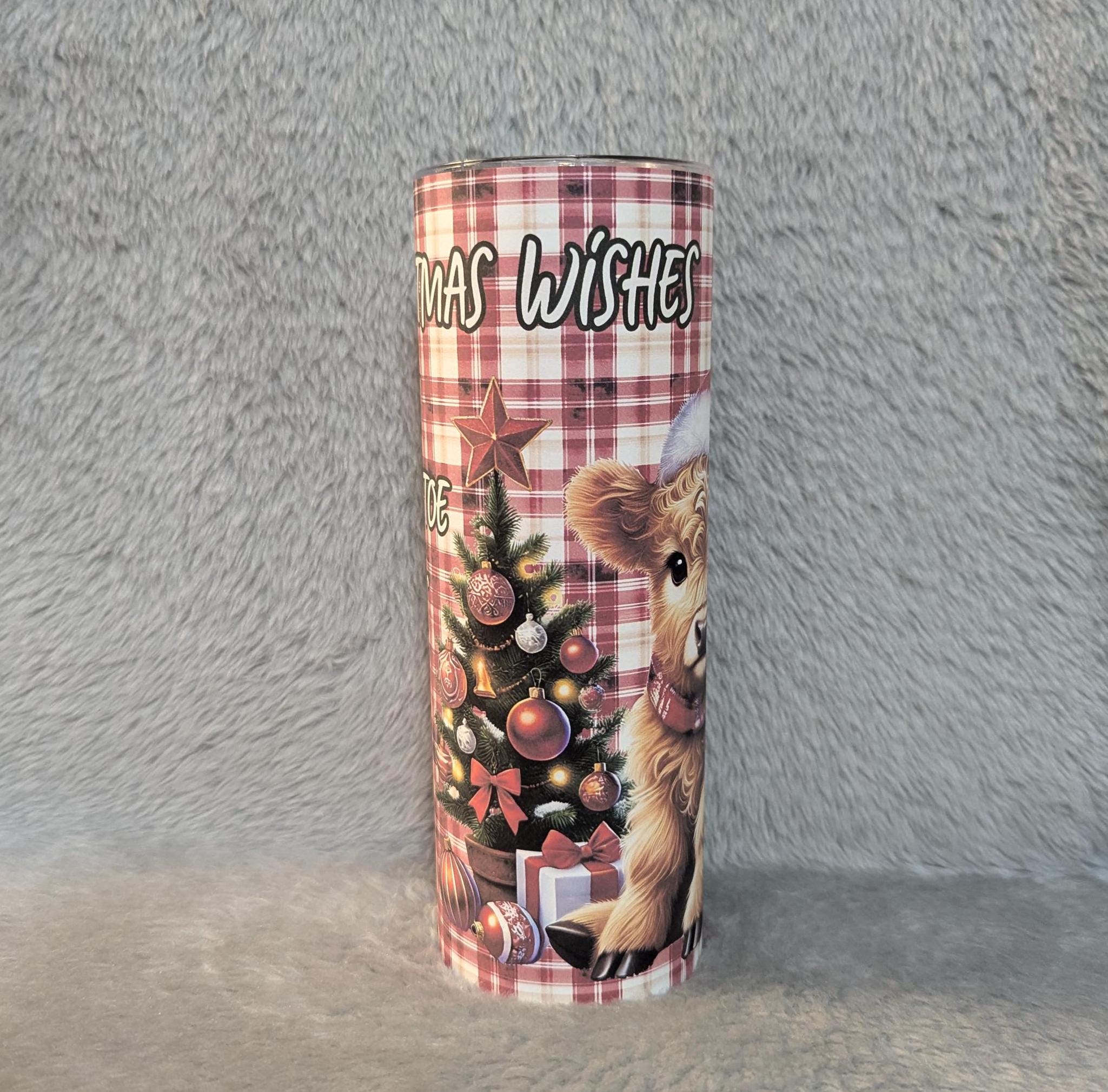 Highland Cow Christmas Tumbler 20oz With Reusable Straw