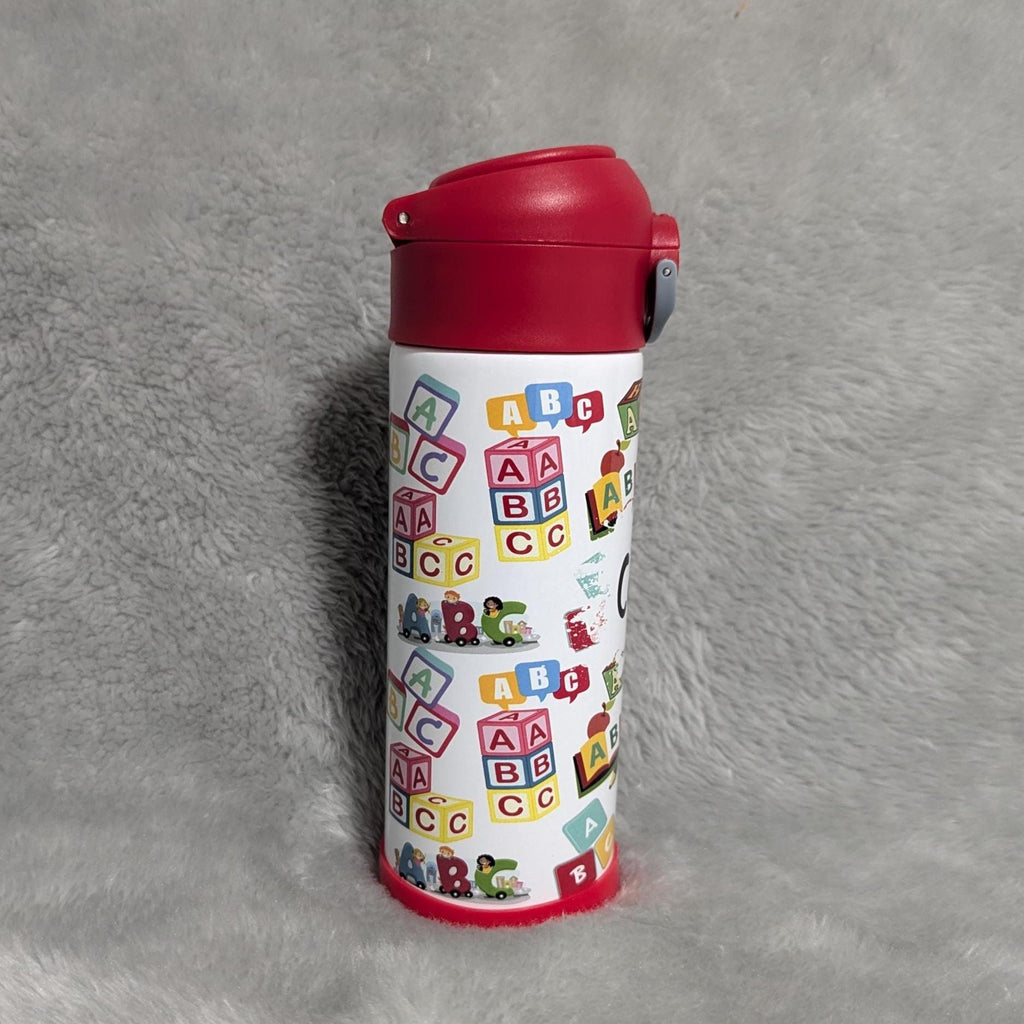 Kids Alphabet Water Bottle 12oz With Reusable Straw Can Be Personalized