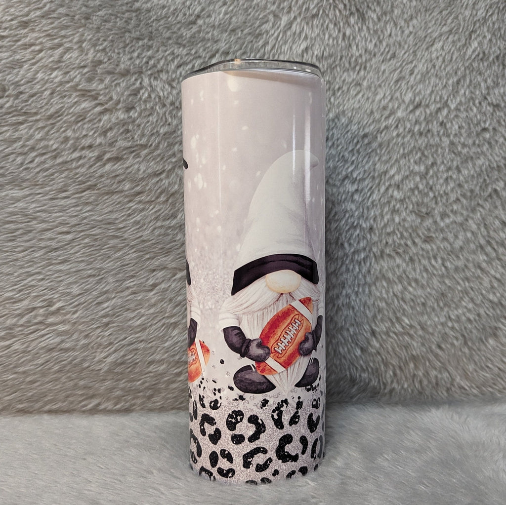 Football Gnome Tumbler 20oz With Reusable Straw, Can Be Personalized