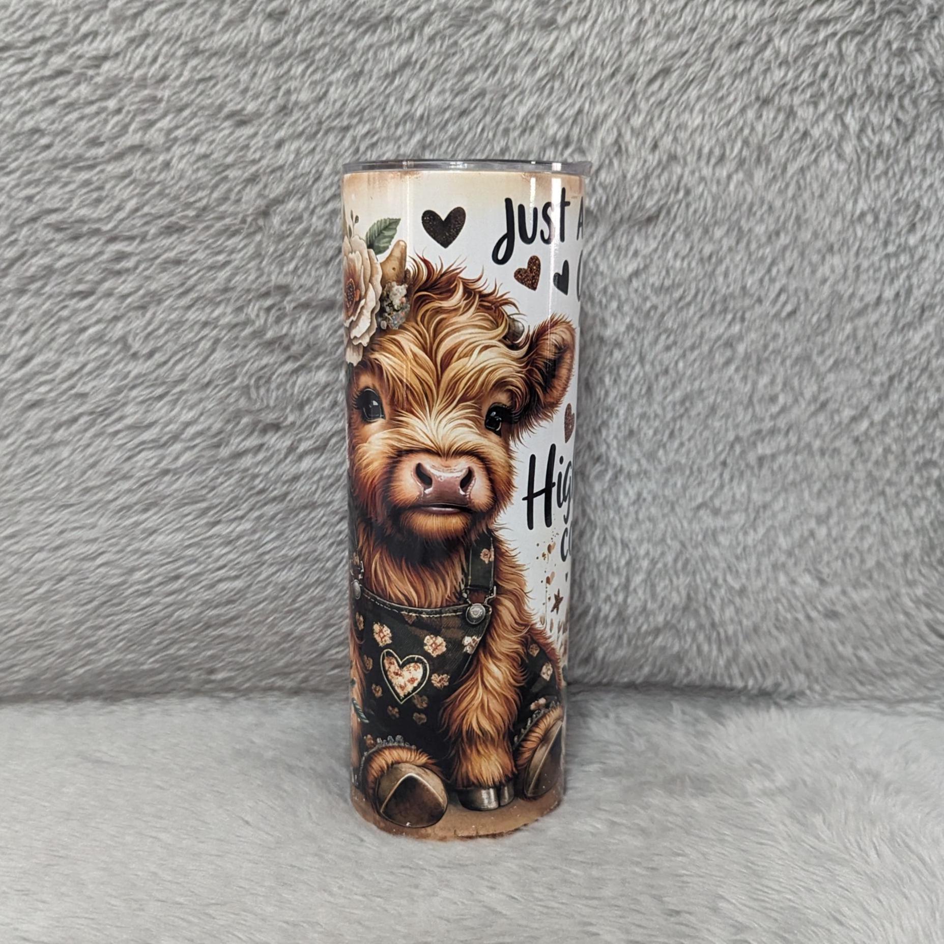Just A Girl Who Loves Highland Cows Tumbler 20oz With Reusable Straw, Can Be Personalized