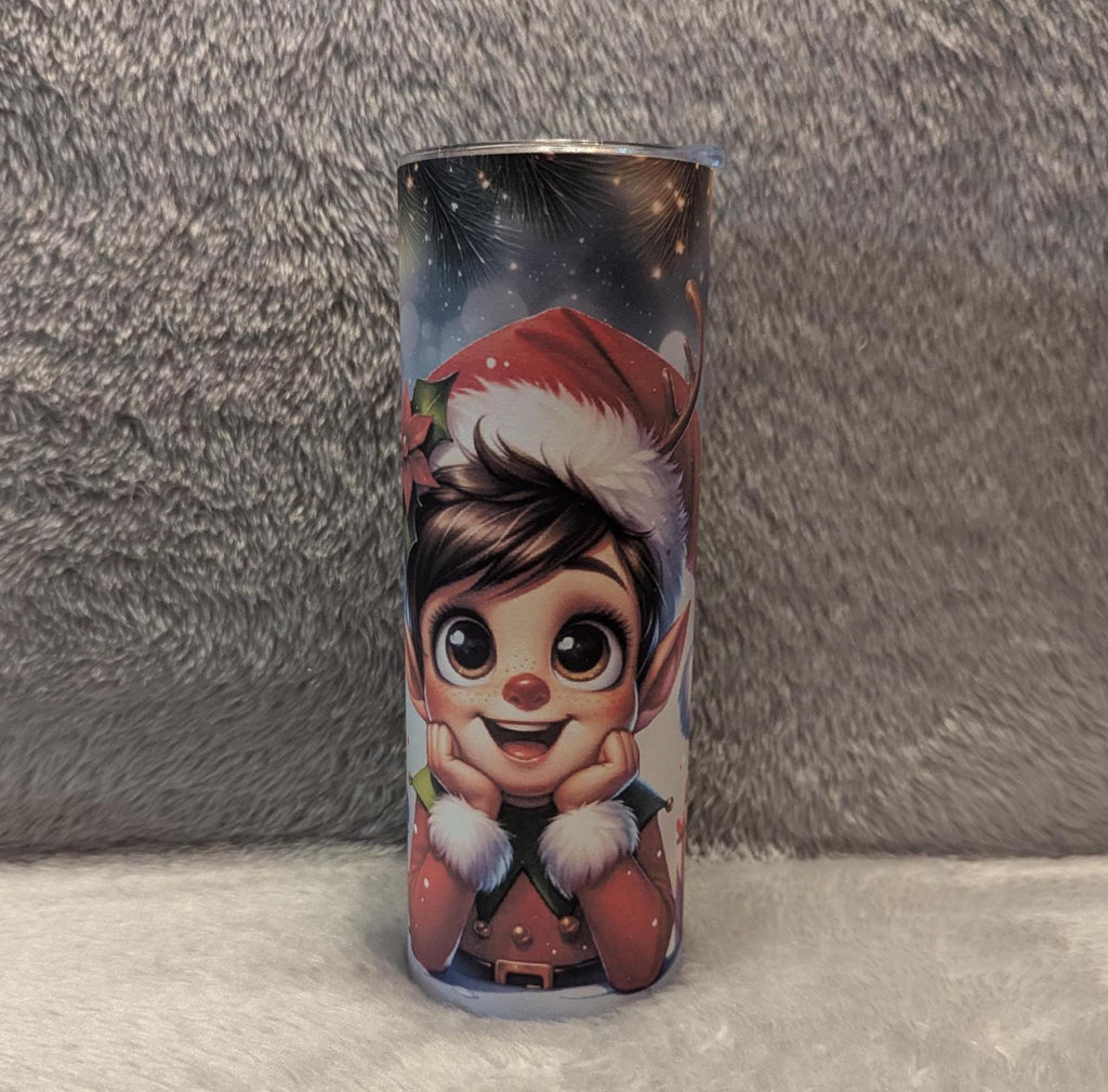 Christmas Elf Tumbler 20oz With Reusable Straw, Can Be Personalized