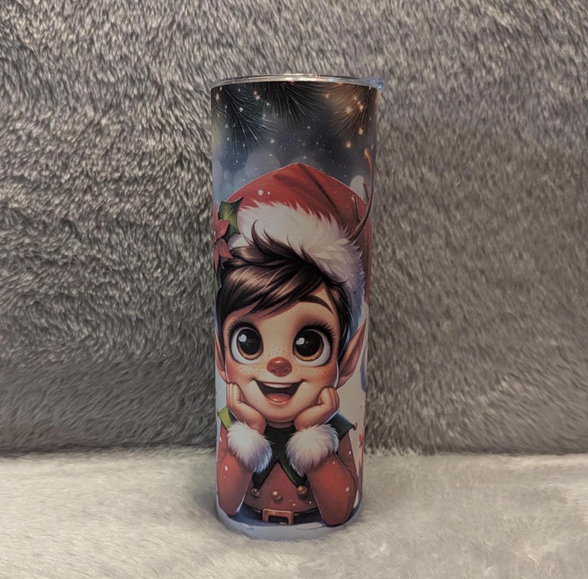 Christmas Elf Tumbler 20oz With Reusable Straw, Can Be Personalized