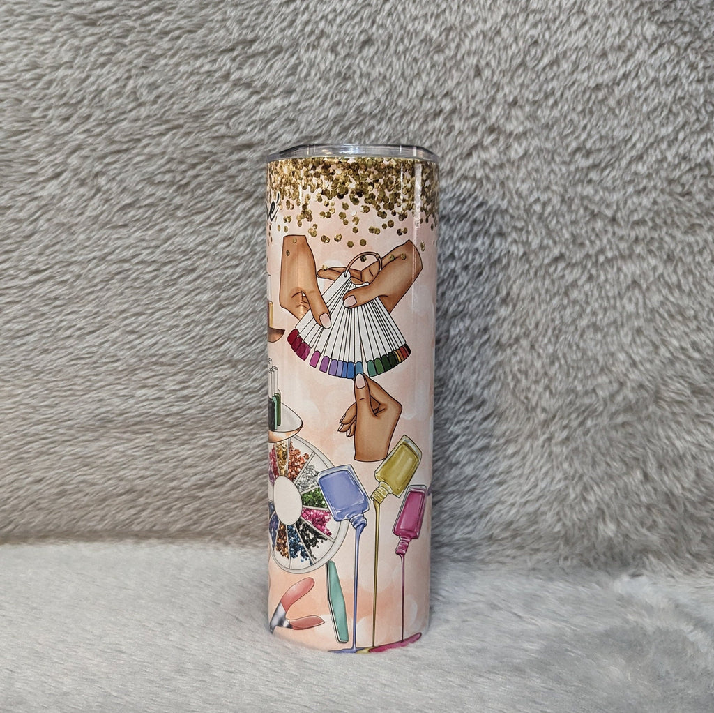 Nail Tech Tumbler 20oz With Reusable Straw, Can Be Personalized