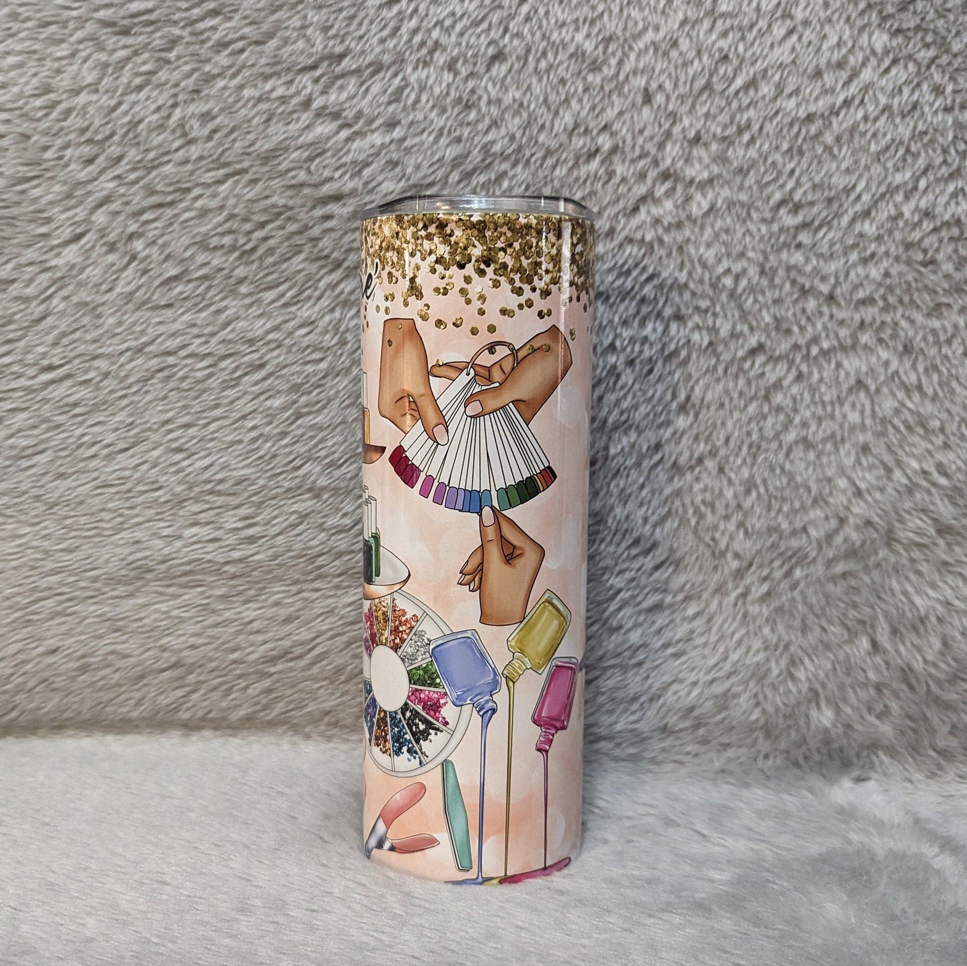 Nail Tech Tumbler 20oz With Reusable Straw, Can Be Personalized