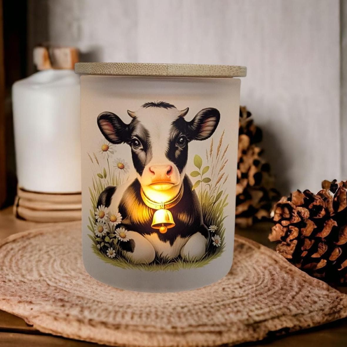 Cow Candle Holder With A Battery Operated Flickering Tea Light