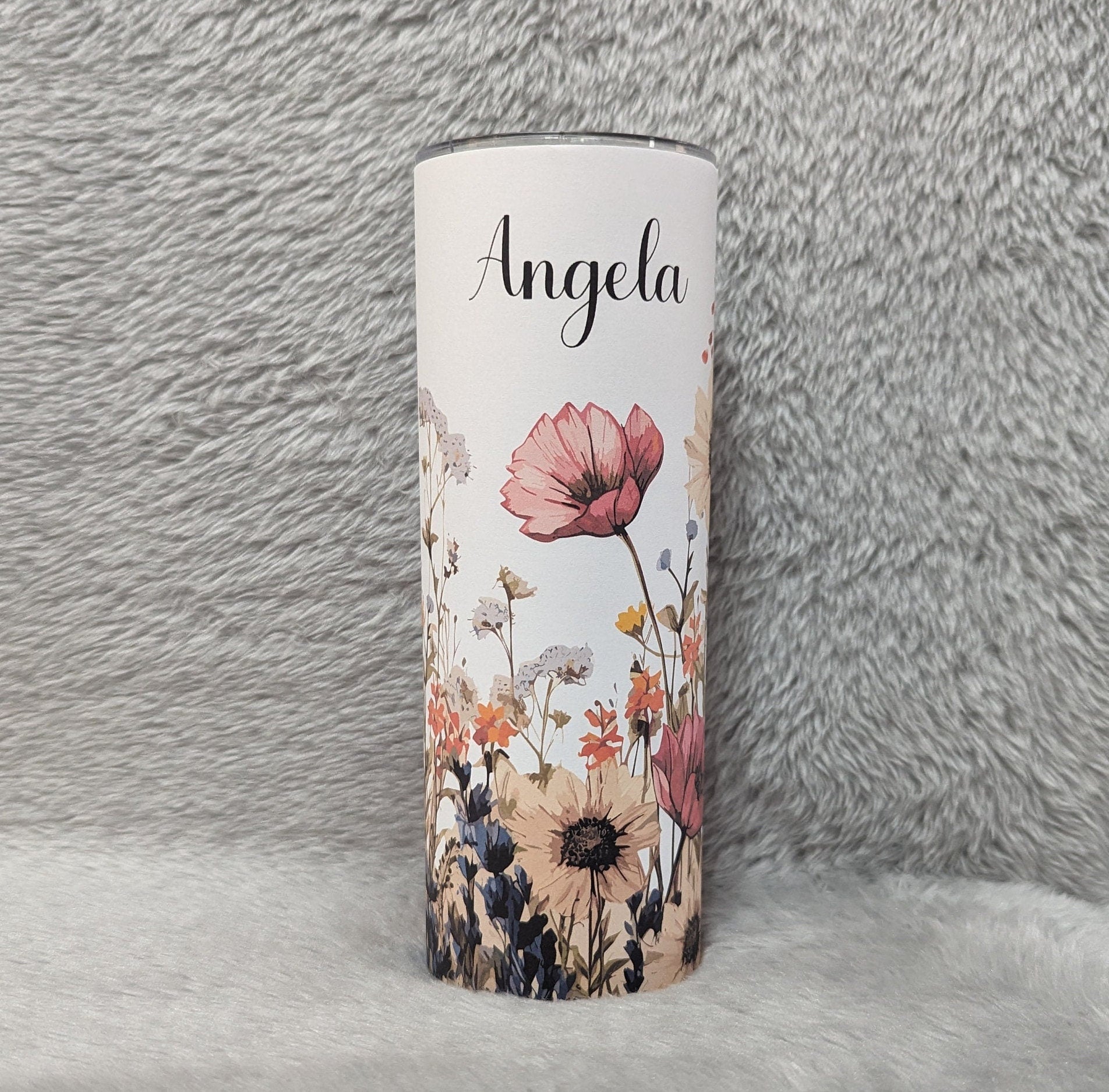 Flower Tumbler 20oz With Reusable Straw, Can Be Personalized
