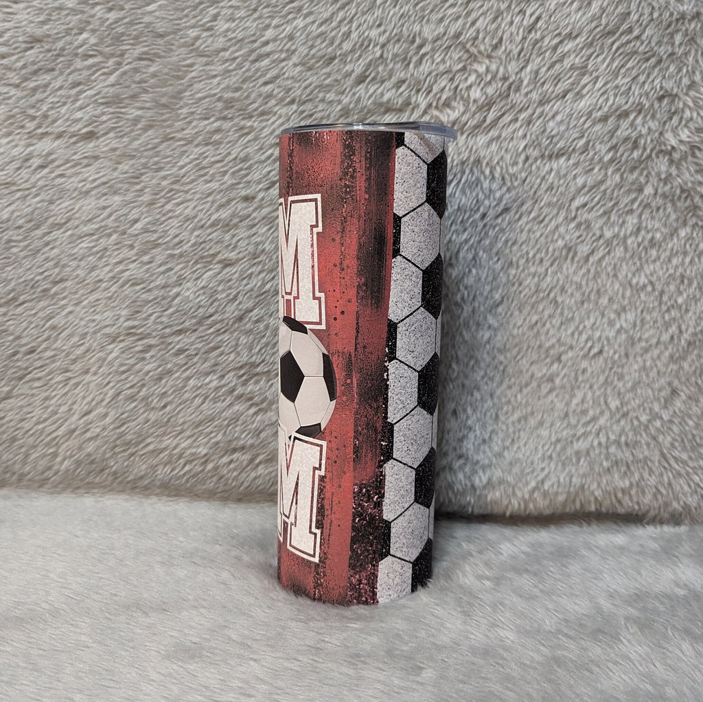 Soccer Mom Tumbler with a Glitter Design 20oz With Reusable Straw