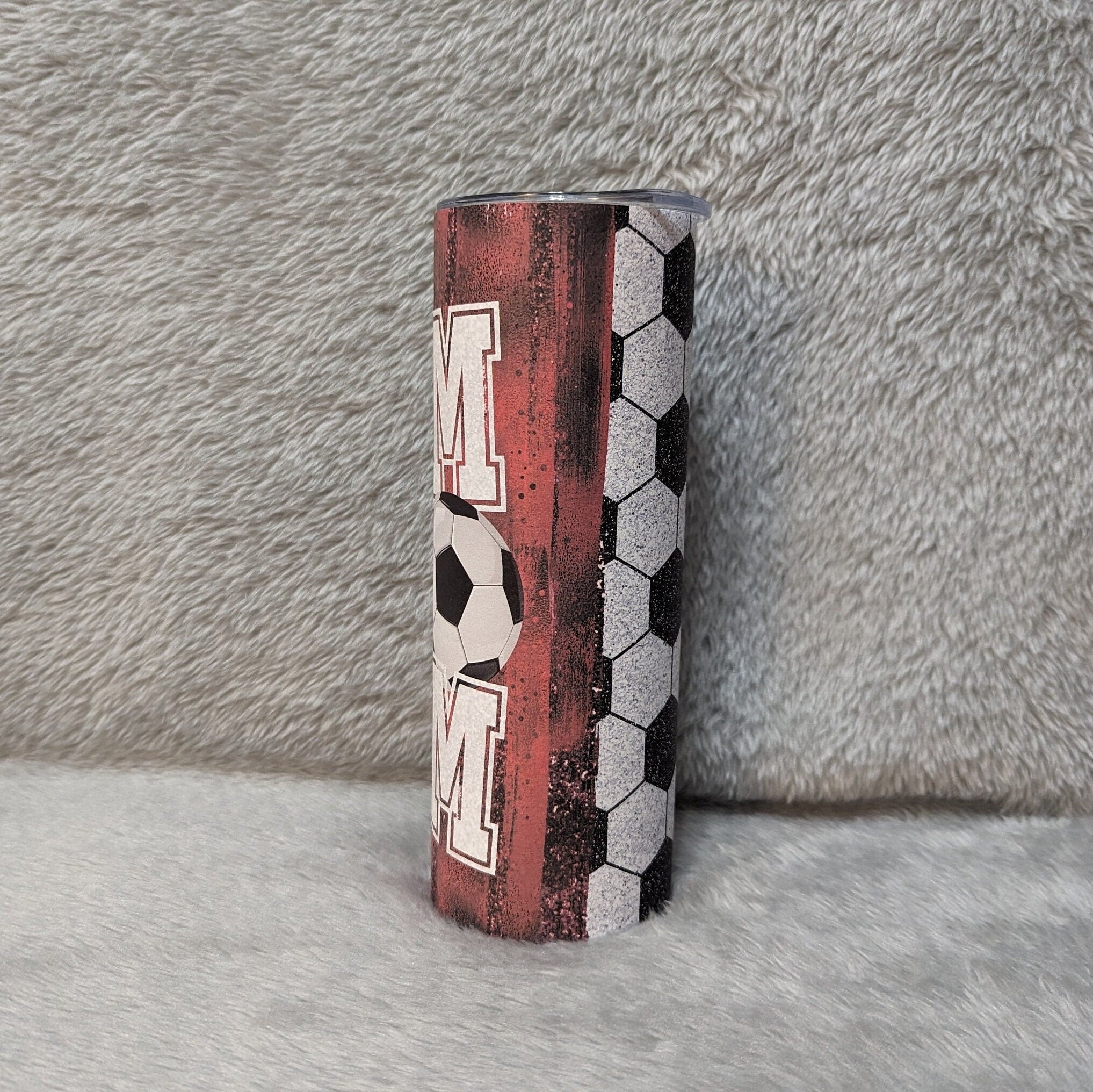 Soccer Mom Tumbler with a Glitter Design 20oz With Reusable Straw