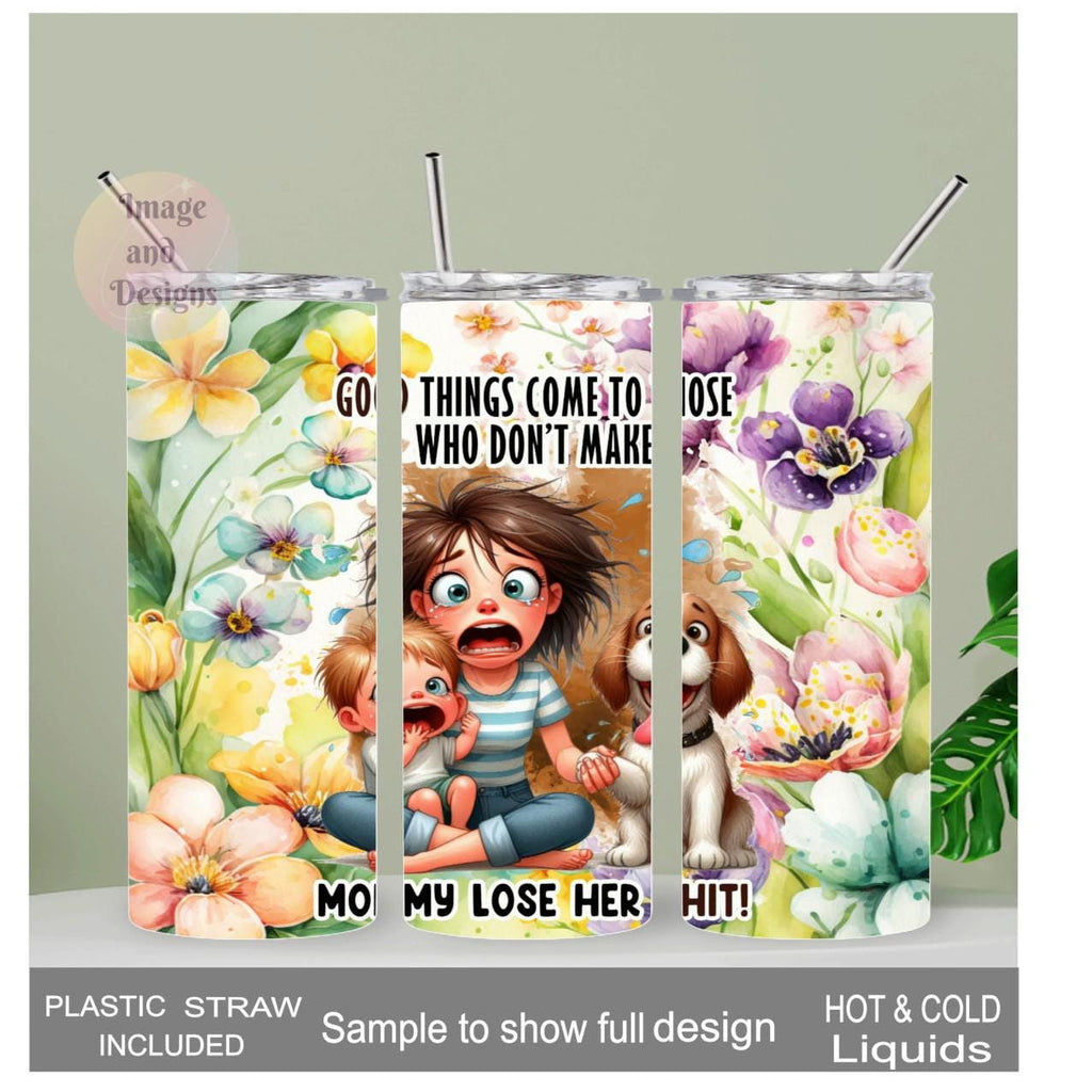 Crazy Mom Tumbler 20oz With Reusable Straw, Can Be Personalized