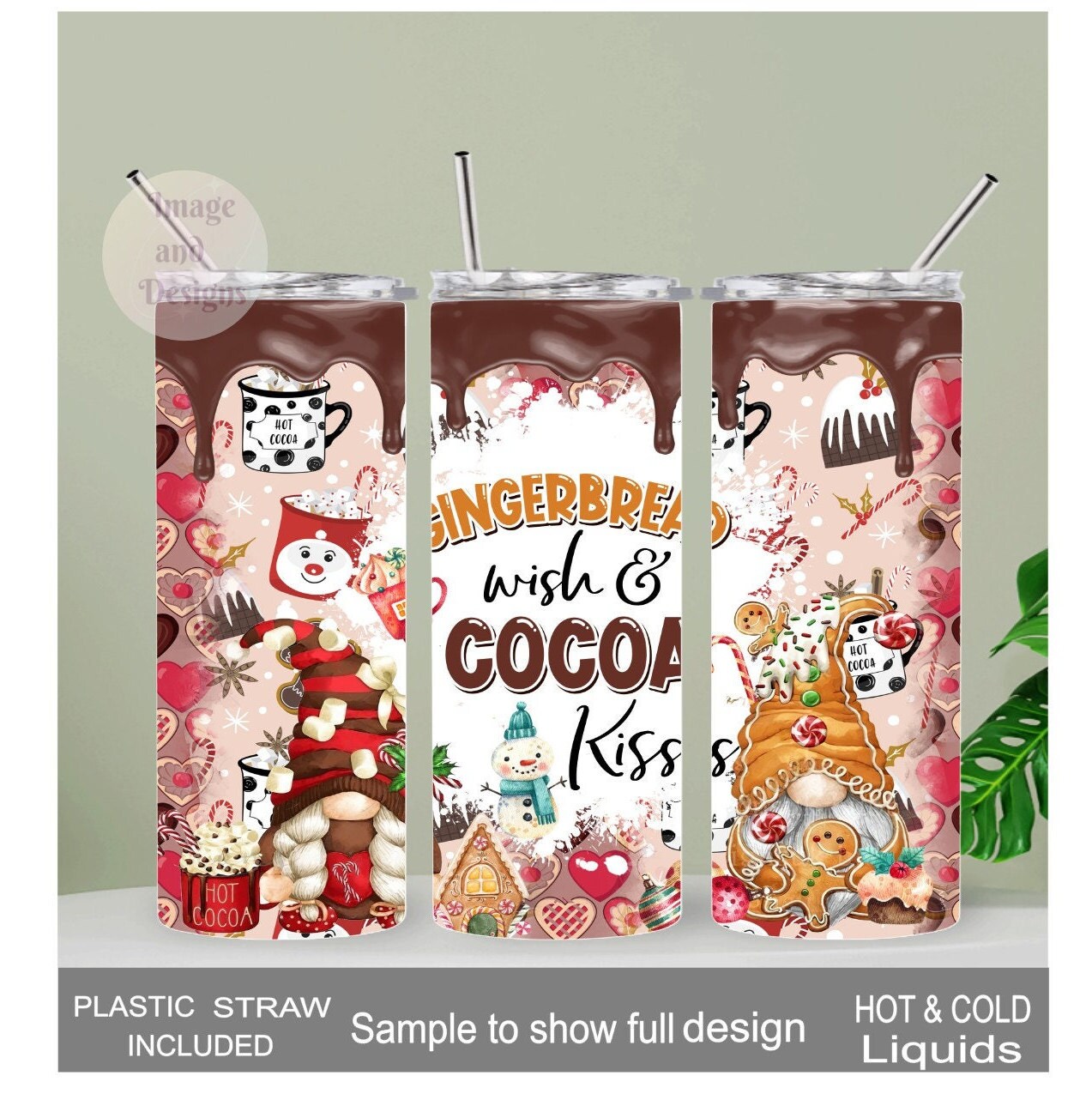 Gingerbread Gnomes Tumbler 20oz With Reusable Straw