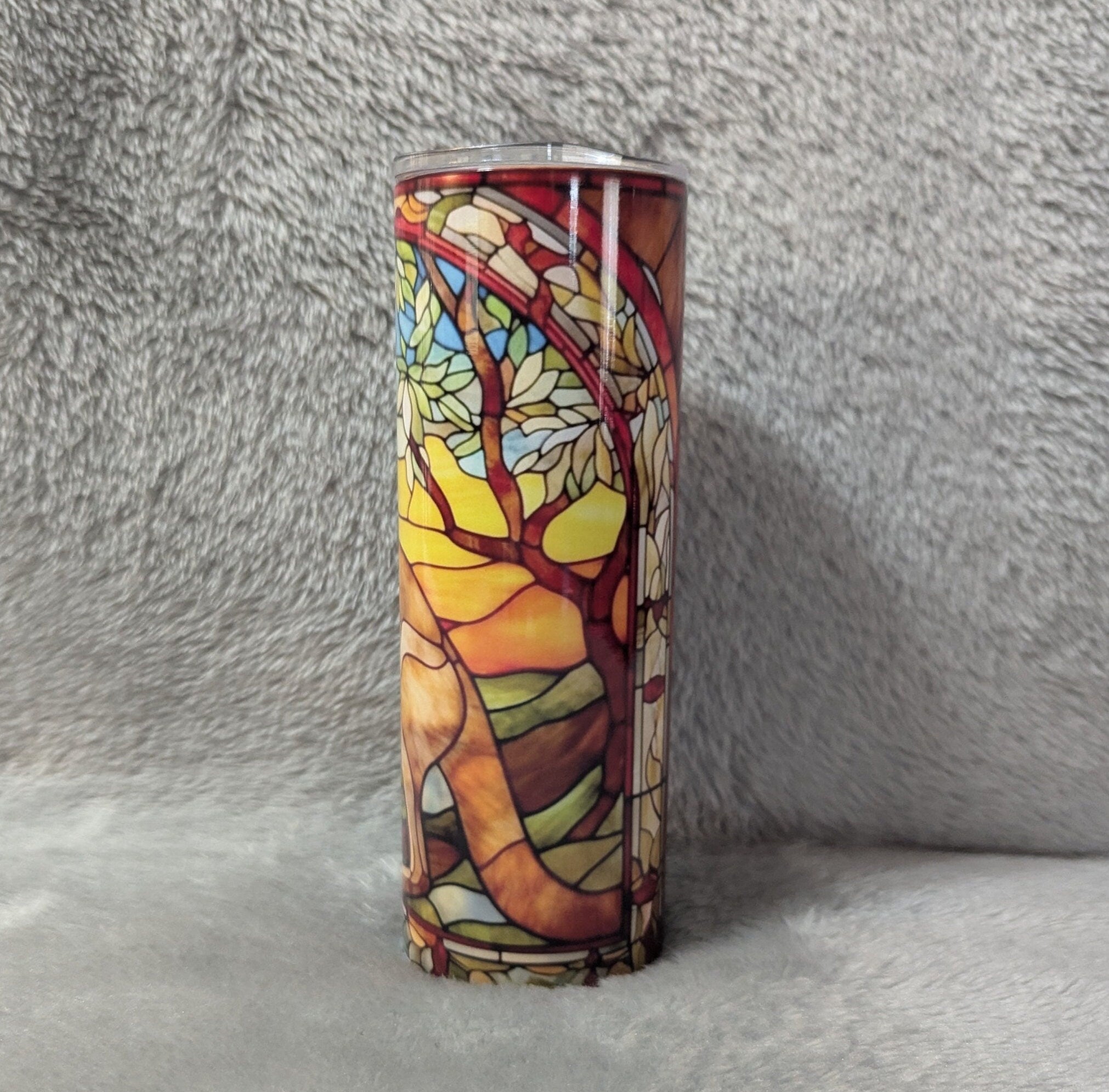 Kangaroo Tumbler with Stained Glass Design 20oz With Reusable Straw, Can Be Personalized