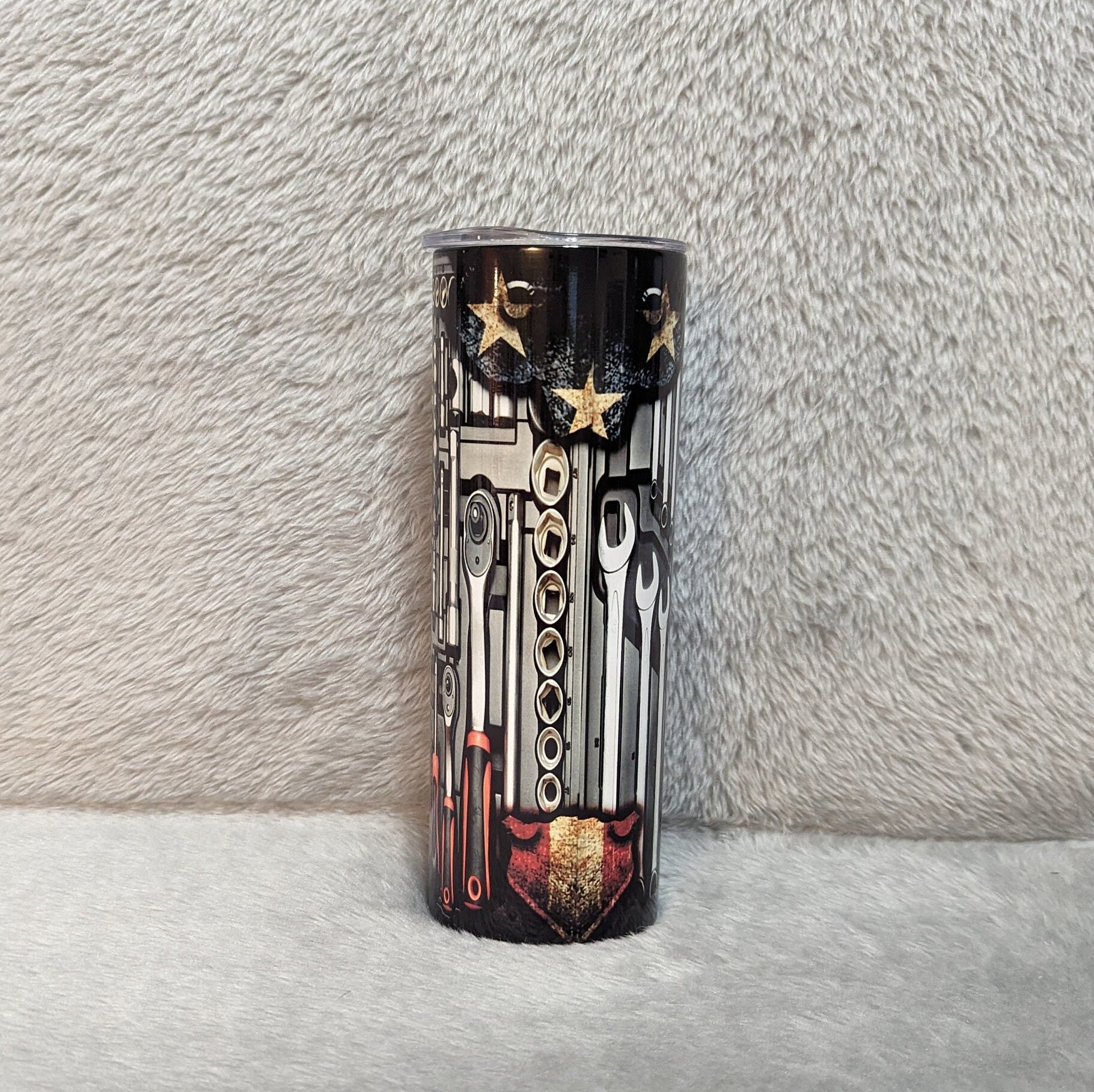 Dad Tumbler With A Tool Design 20oz With Reusable Straw