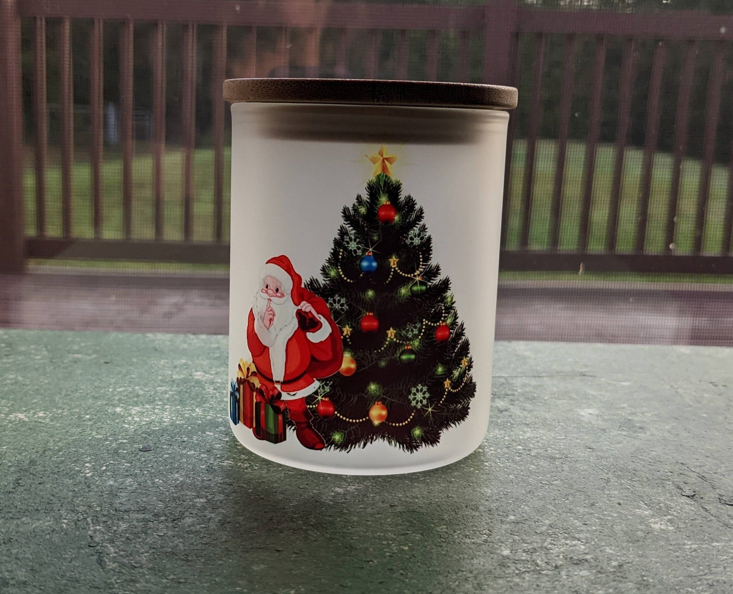 Christmas Santa Candle Holder With A Battery Operated Flickering Tea Light