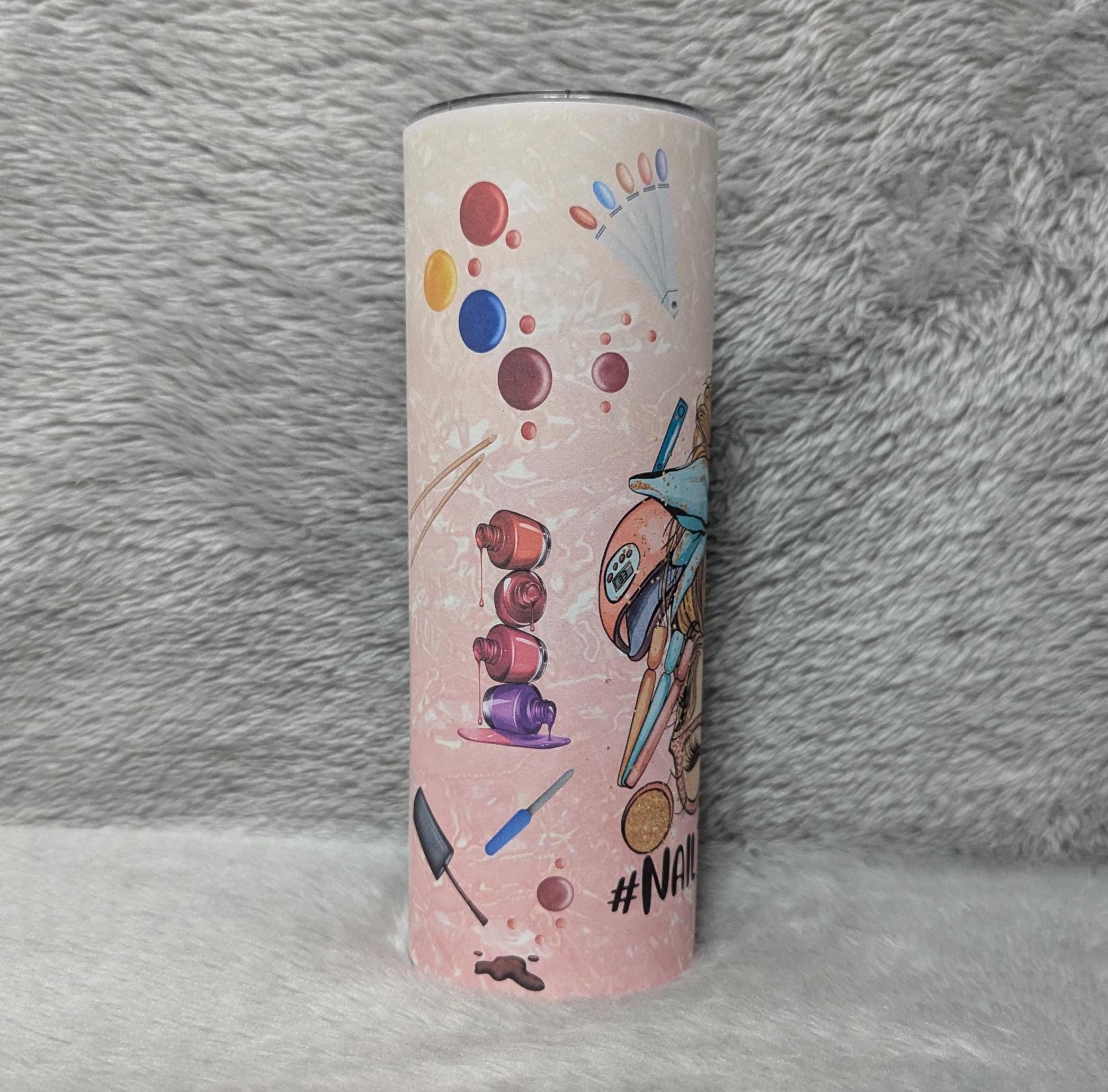 Nail Tech Tumbler 20oz With Reusable Straw, Can Be Personalized