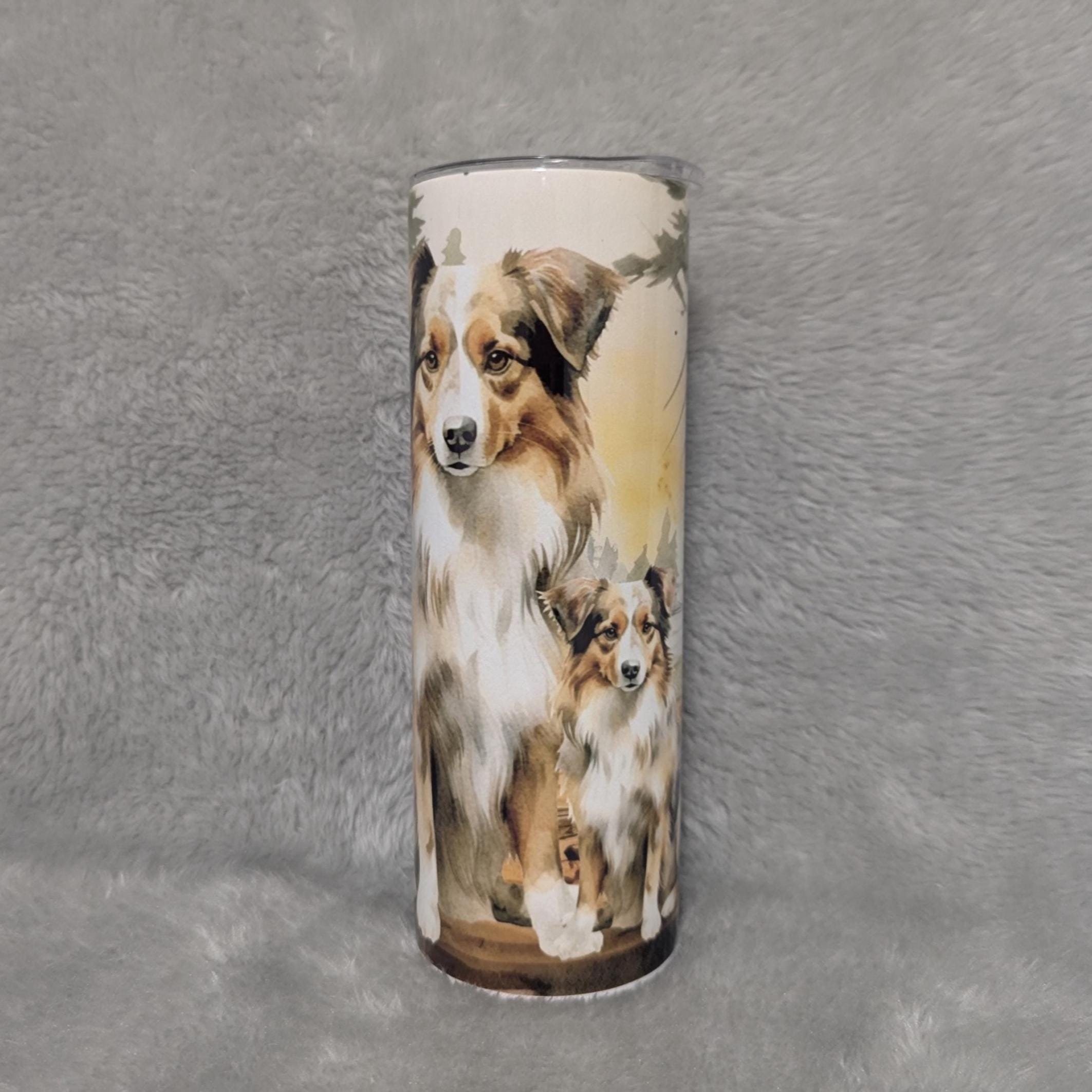 Australian Shepherd Tumbler 20oz With Reusable Straw, Can Be Personalized