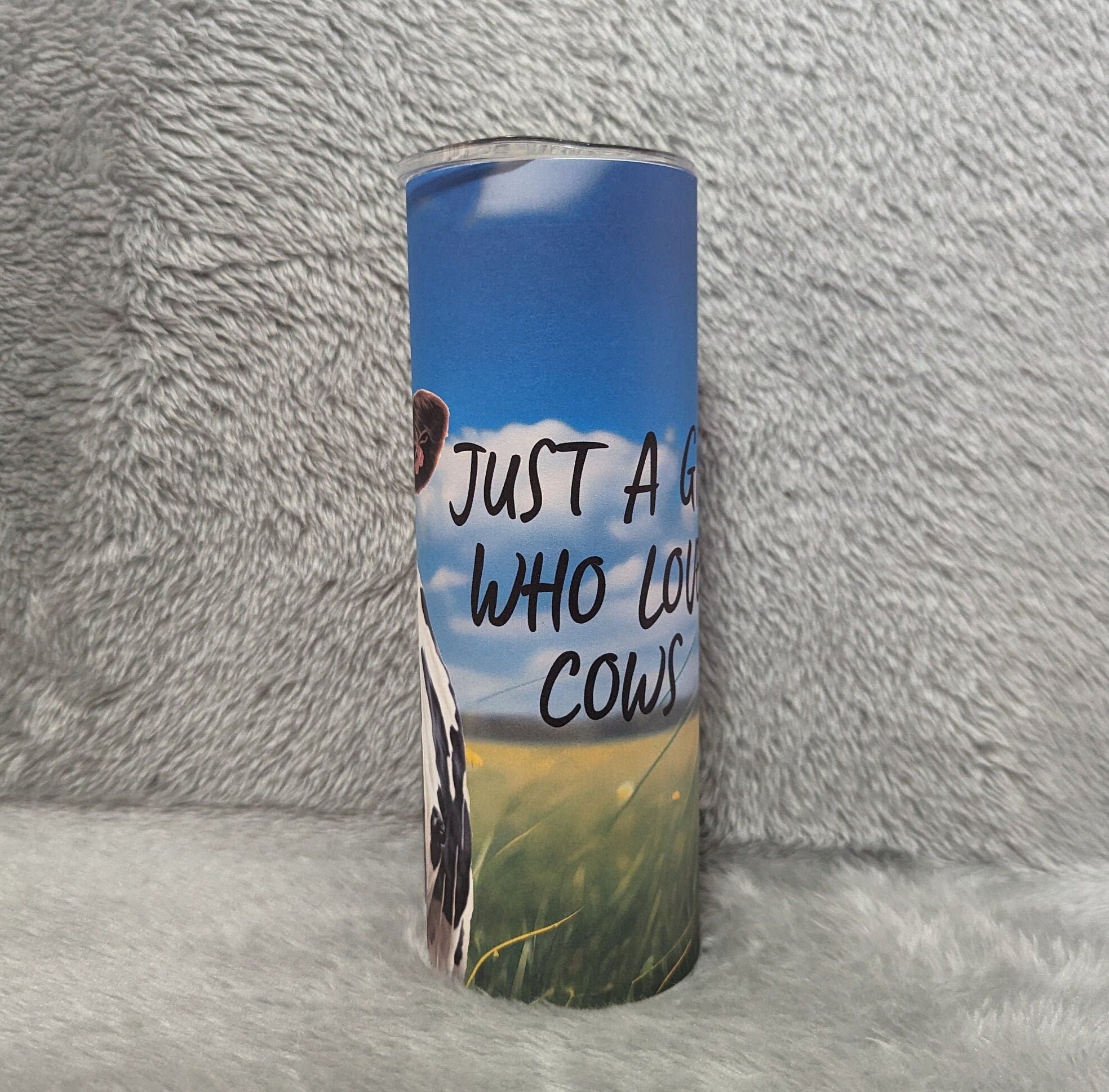 Just A Girl Who Loves Cows Tumbler 20oz With Reusable Straw, Can Be Personalized