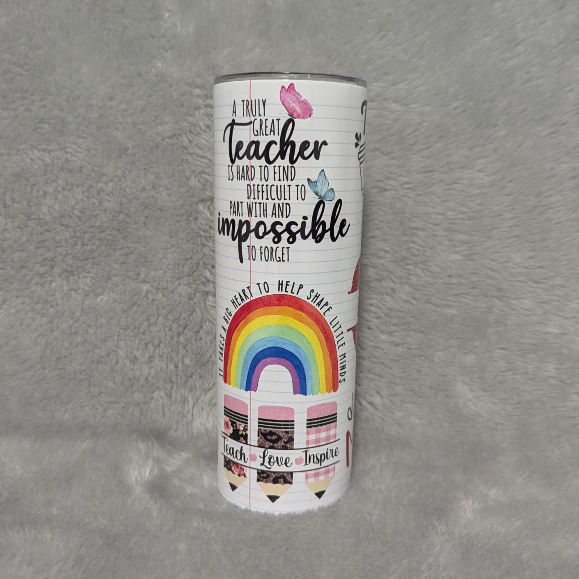 Personalized Teacher Tumbler 20oz With Reusable Straw, Can Be Personalized