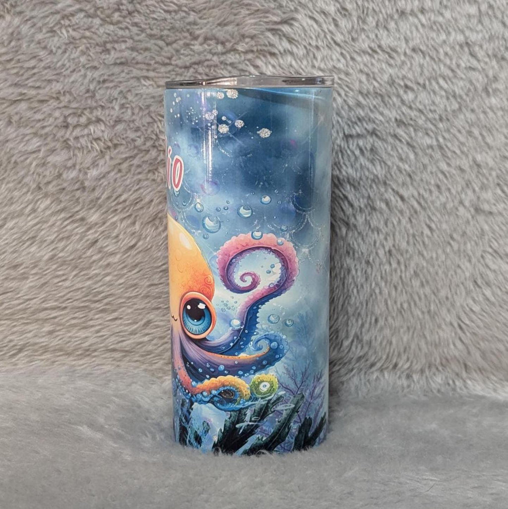 Kids Octopus Tumbler 15oz With Reusable Straw, Can Be Personalized