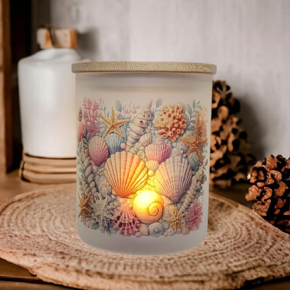 Seashell Candle Holder With A Battery Operated Flickering Tea Light