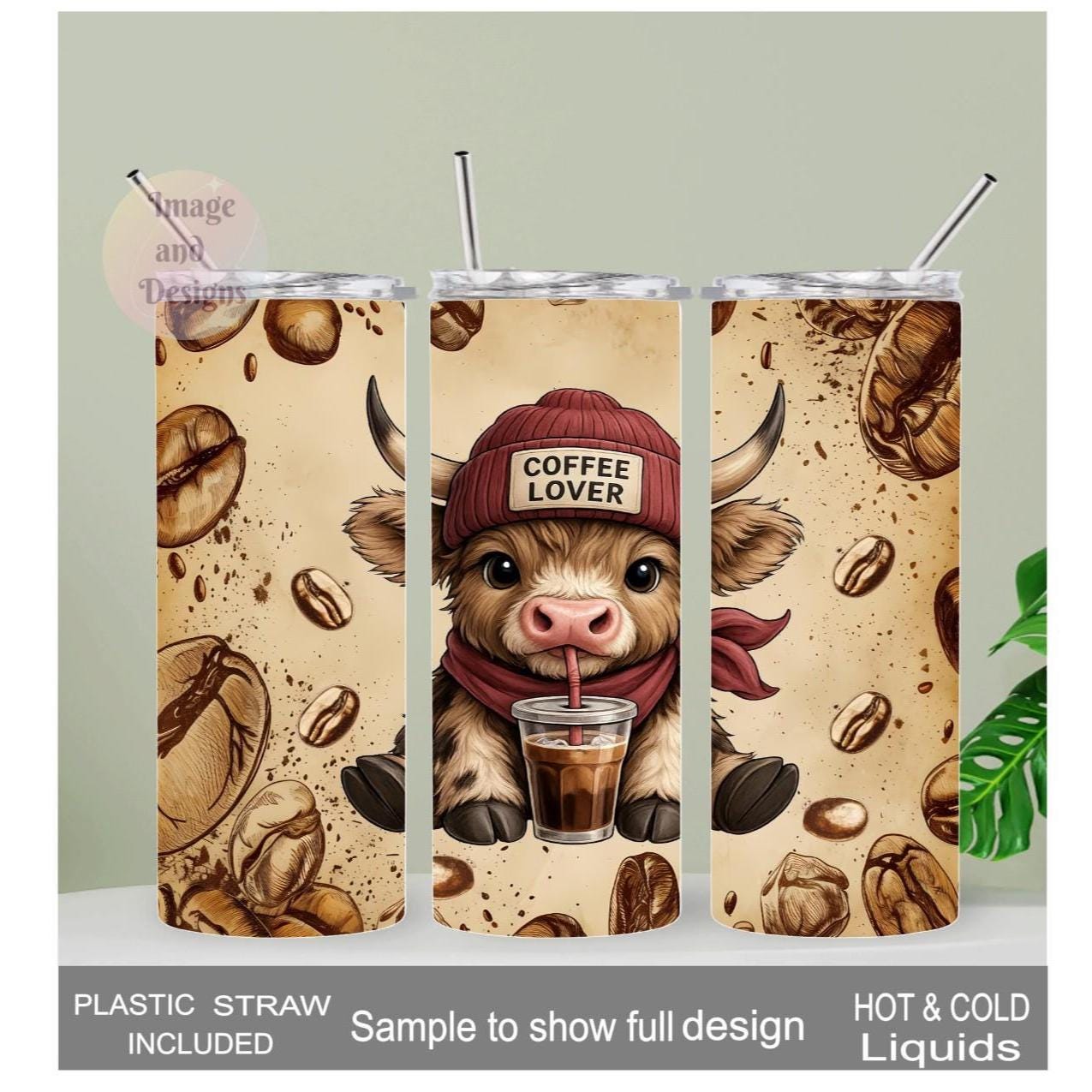 Highland Cow Insulated Tumbler for Coffee Lovers 20oz With Reusable Straw, Can Be Personalized