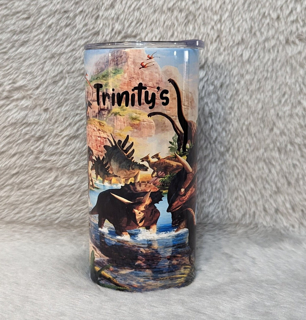 Kids Dinosaur Tumbler 15oz With Reusable Straw, Can Be Personalized