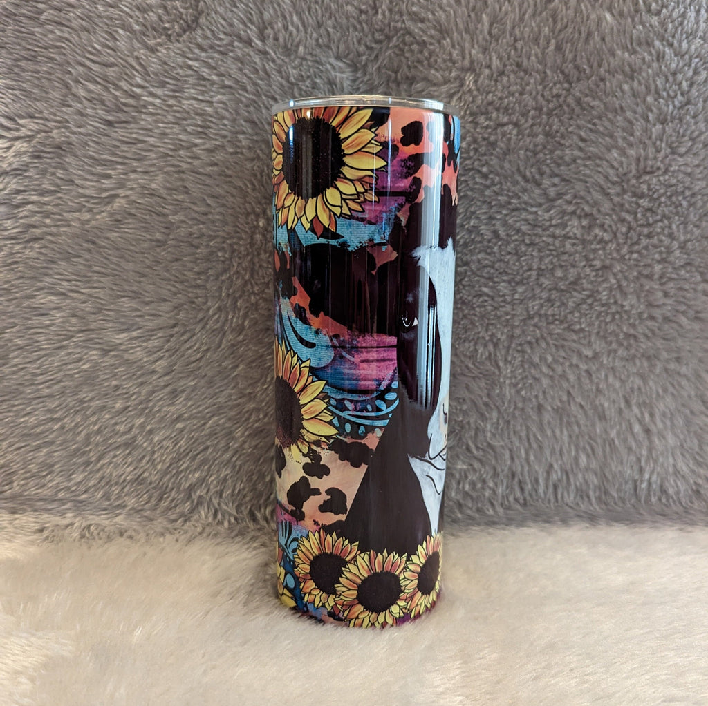 Holstein Cow Tumbler 20oz With Reusable Straw, Can Be Personalized