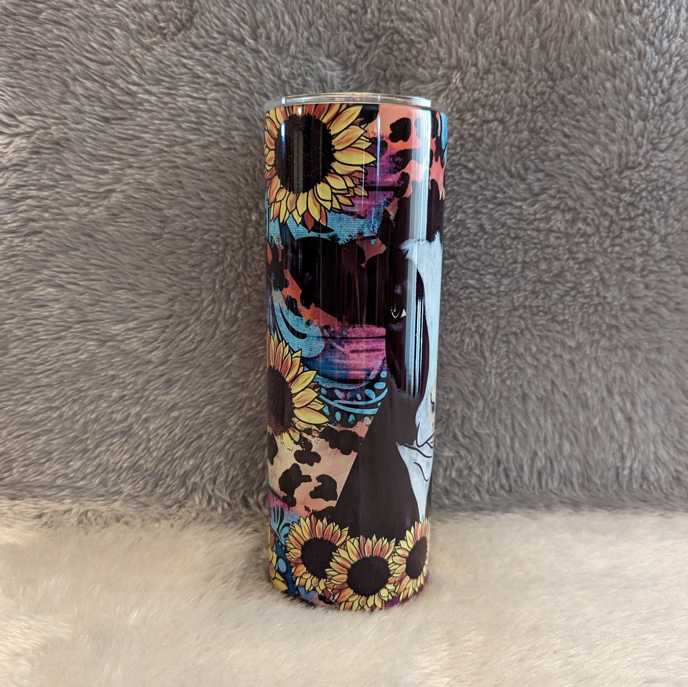 Holstein Cow Tumbler 20oz With Reusable Straw, Can Be Personalized