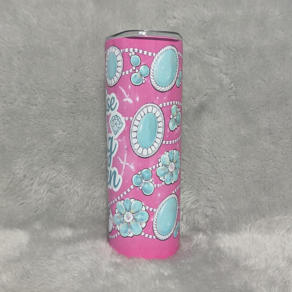 Turquoise and Bling Queen Tumbler 20oz With Reusable Straw