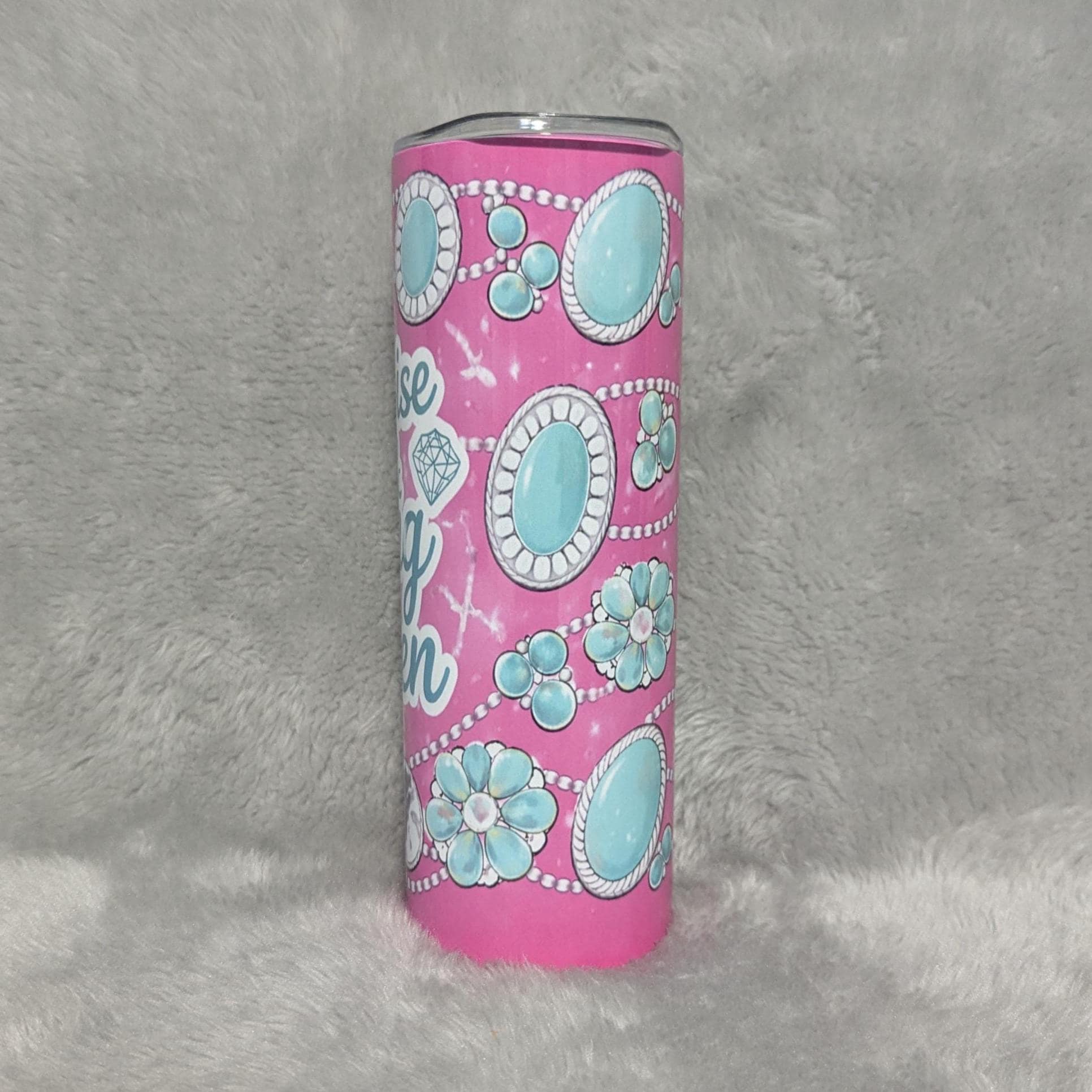 Turquoise and Bling Queen Tumbler 20oz With Reusable Straw