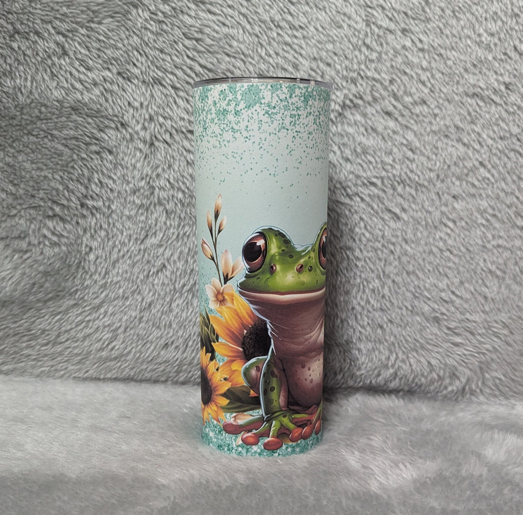 Frog Tumbler With A Glitter Design 20oz With Reusable Straw, Can Be Personalized