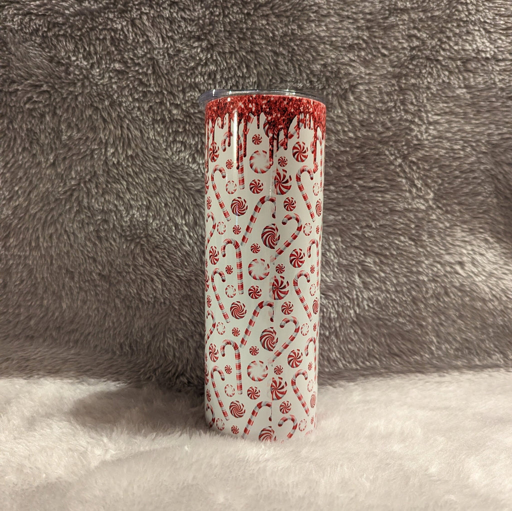 Pretty Candy Cane Gnome Tumbler  20oz With Reusable Straw