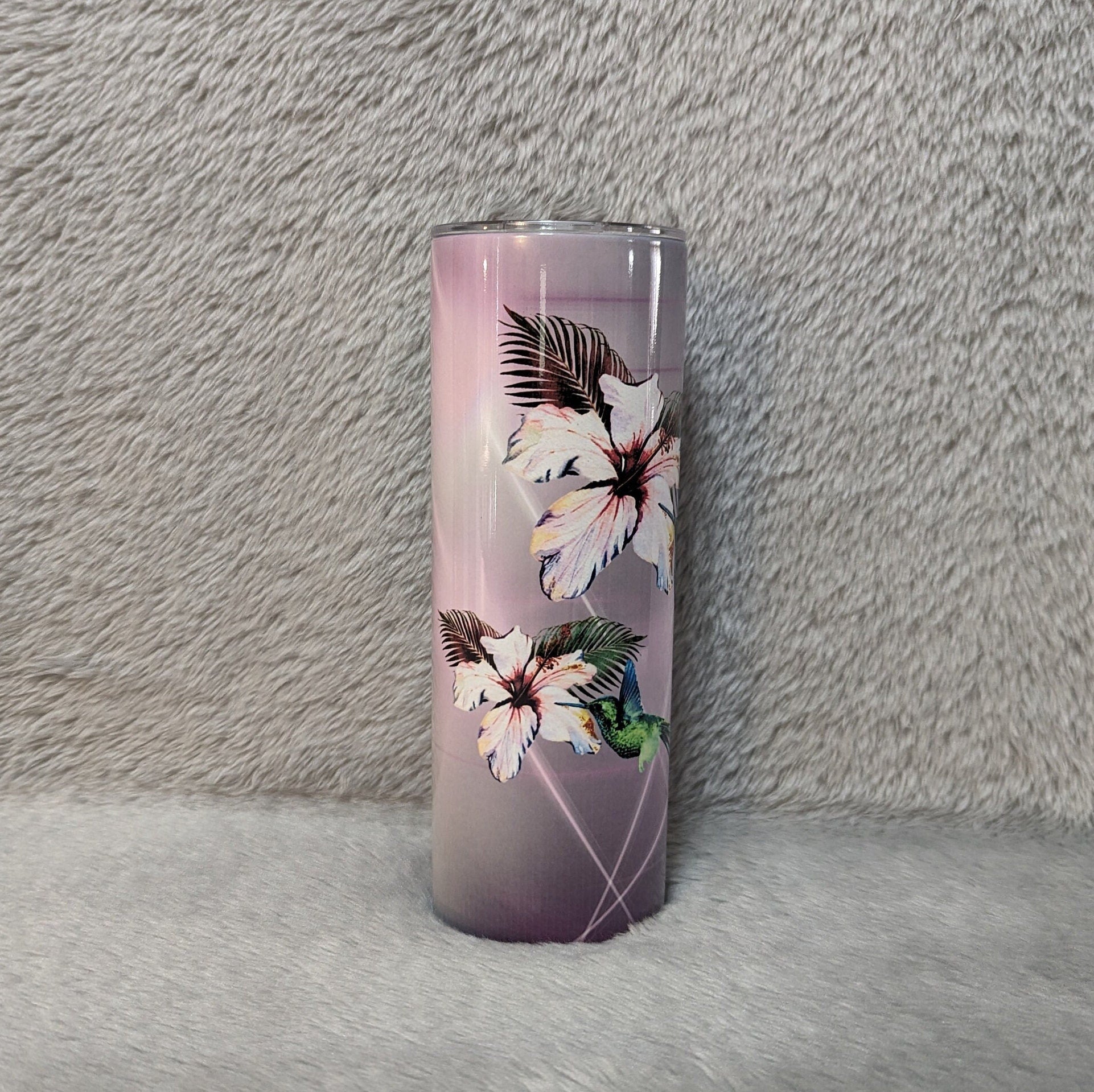 Floral Hummingbird Tumbler 20oz With Reusable Straw, Can Be Personalized