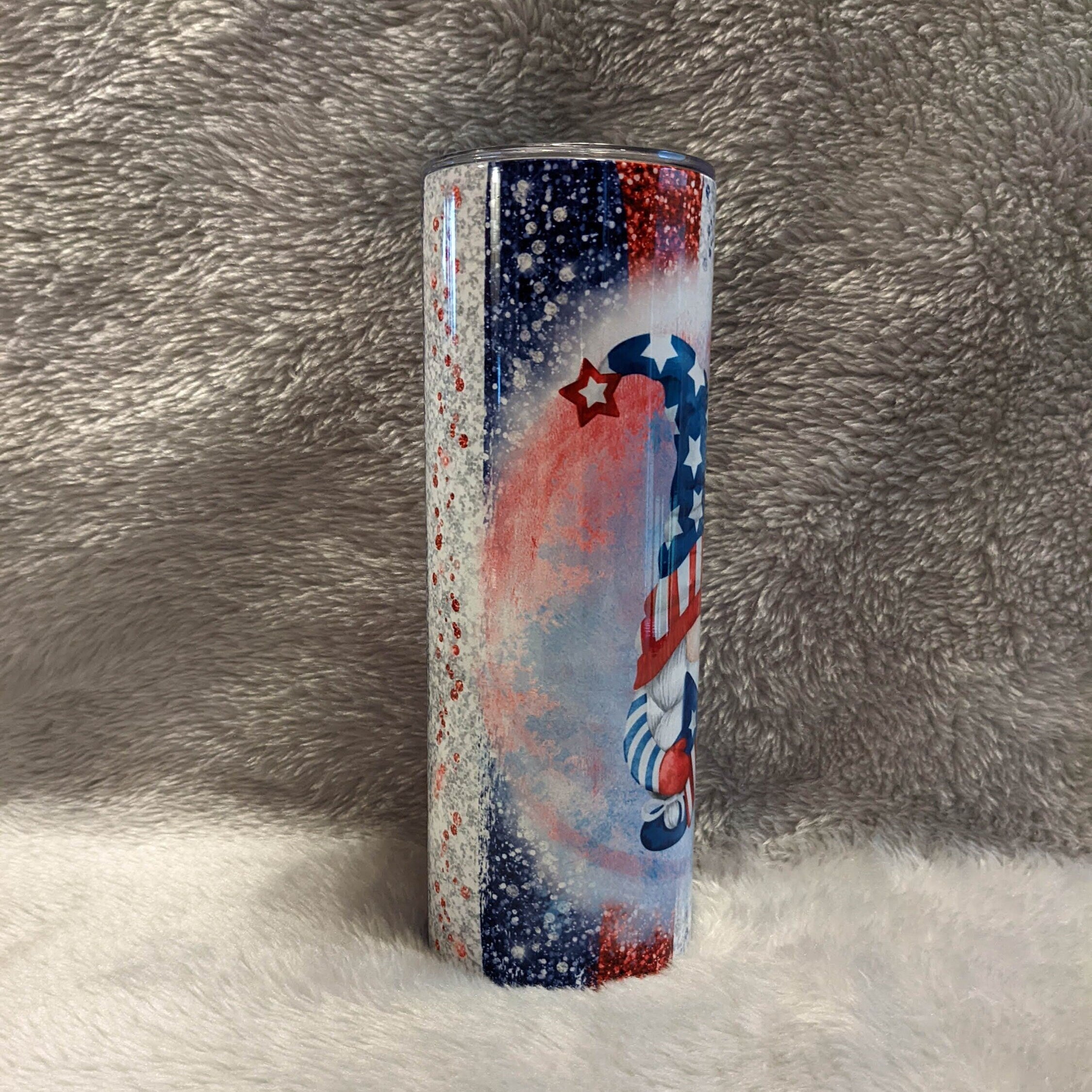 Patriotic Gnome Tumbler 20oz With Reusable Straw, Can Be Personalized