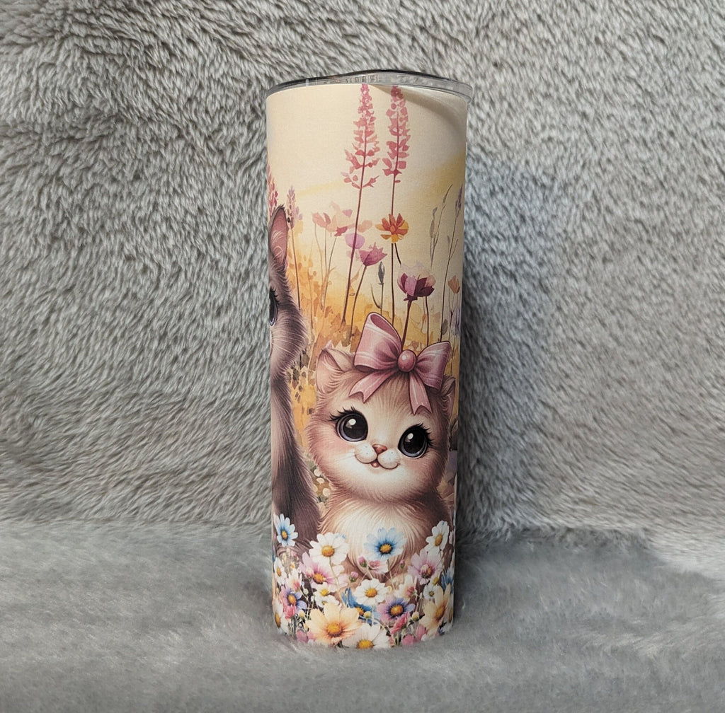Cat Tumbler 20oz With Reusable Straw, Can Be Personalized