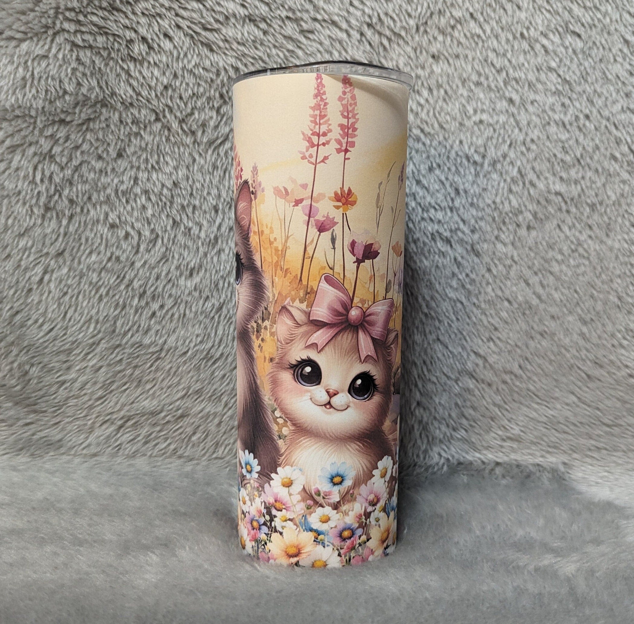 Cat Tumbler 20oz With Reusable Straw, Can Be Personalized