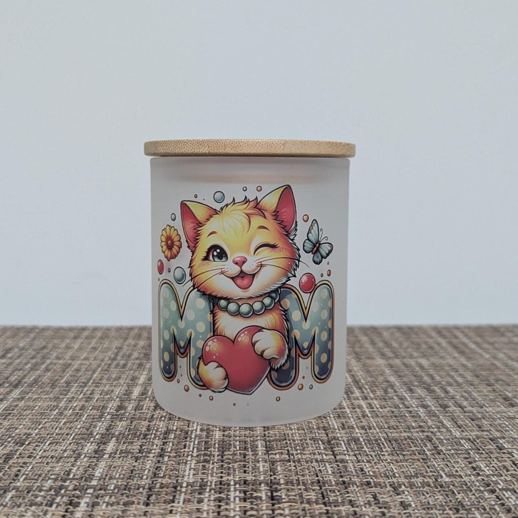 Cat Mom Candle Holder With A Battery Operated Flickering Tea Light