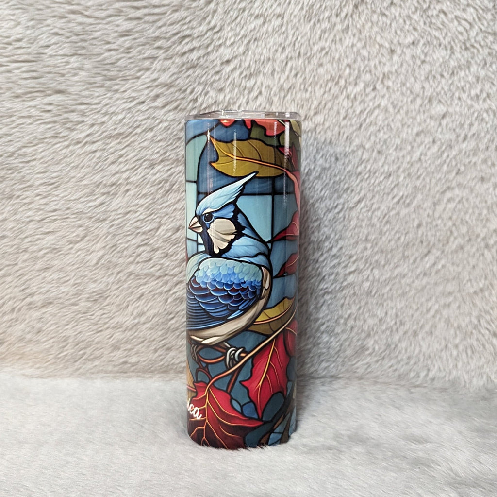 Blue Jay Tumbler 20oz With Reusable Straw, Can Be Personalized