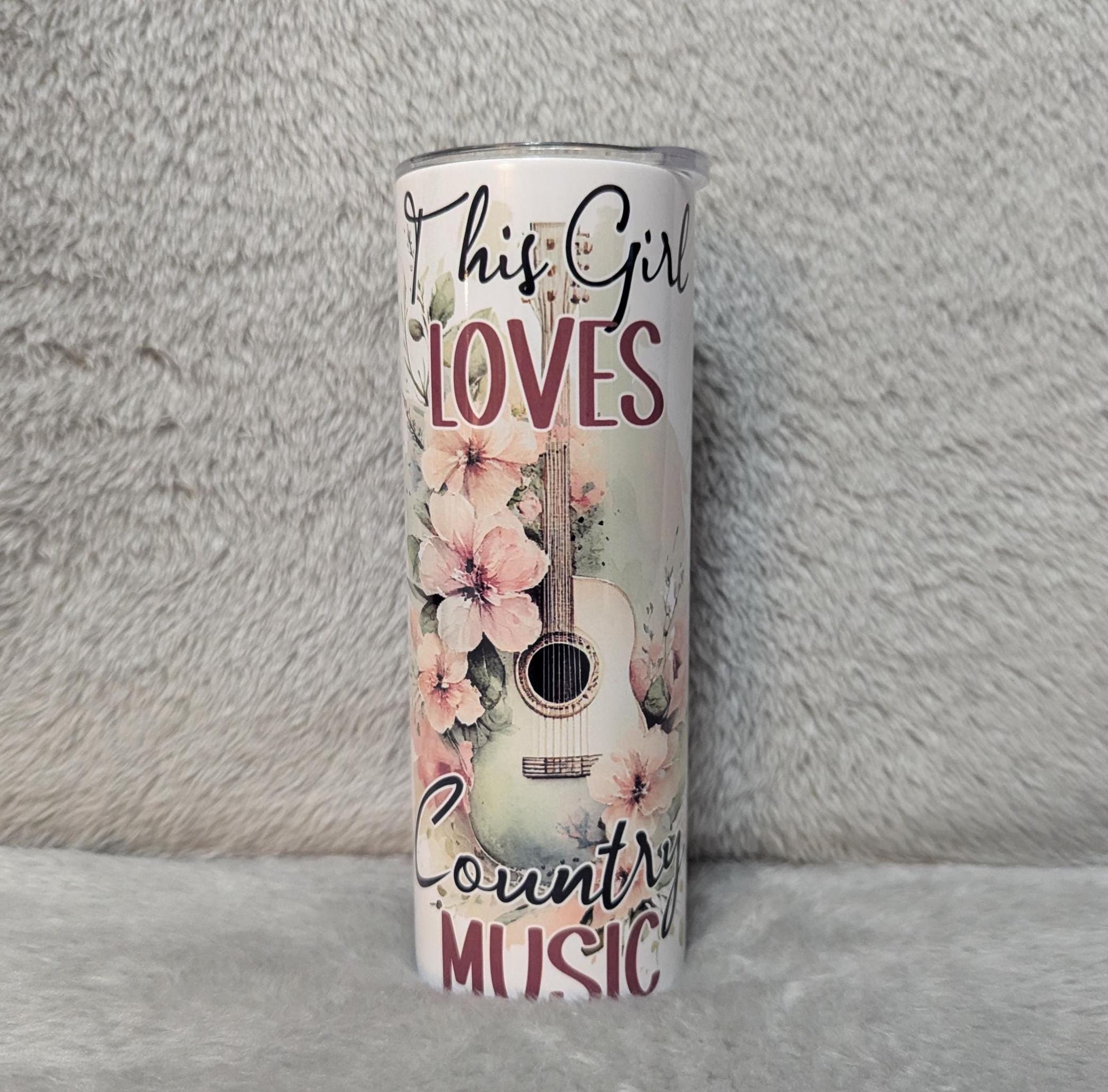 This Girl Loves Country Music Tumbler 20oz With Reusable Straw, Can Be Personalized
